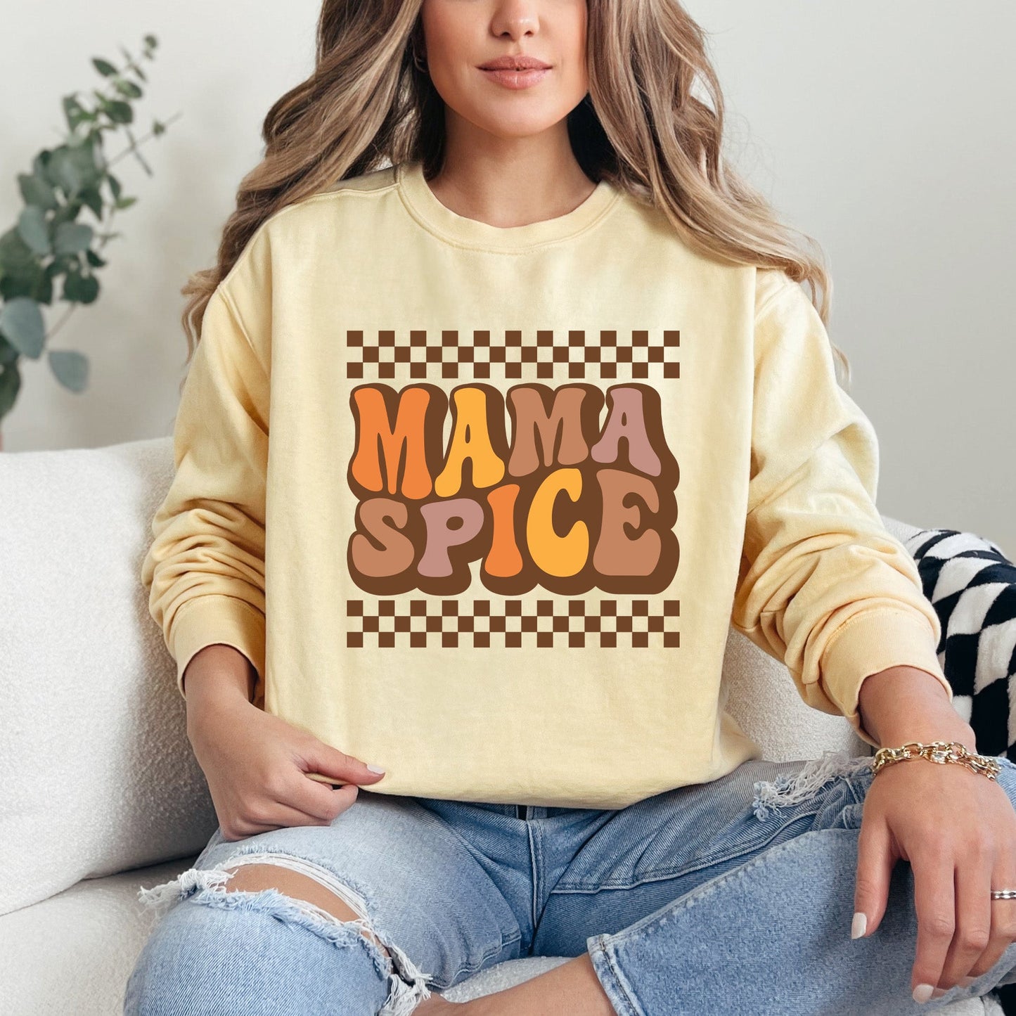 Mama Spice Checkered | Garment Dyed Sweatshirt