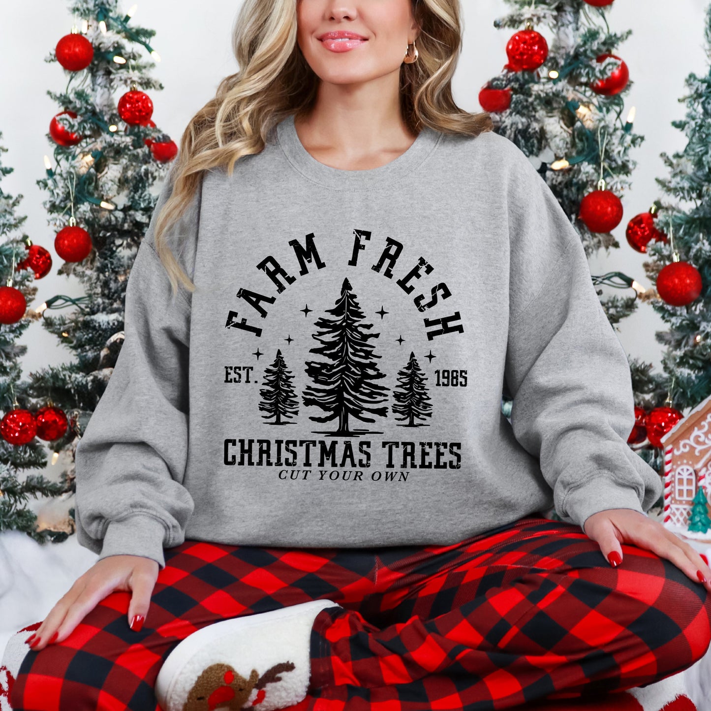 Farm Fresh Christmas Trees Stars | Sweatshirt