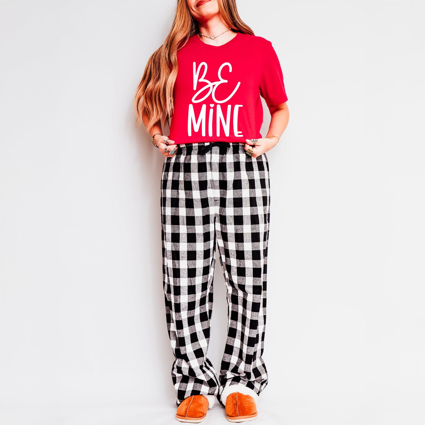 Be Mine Words | Plaid Pajama Set