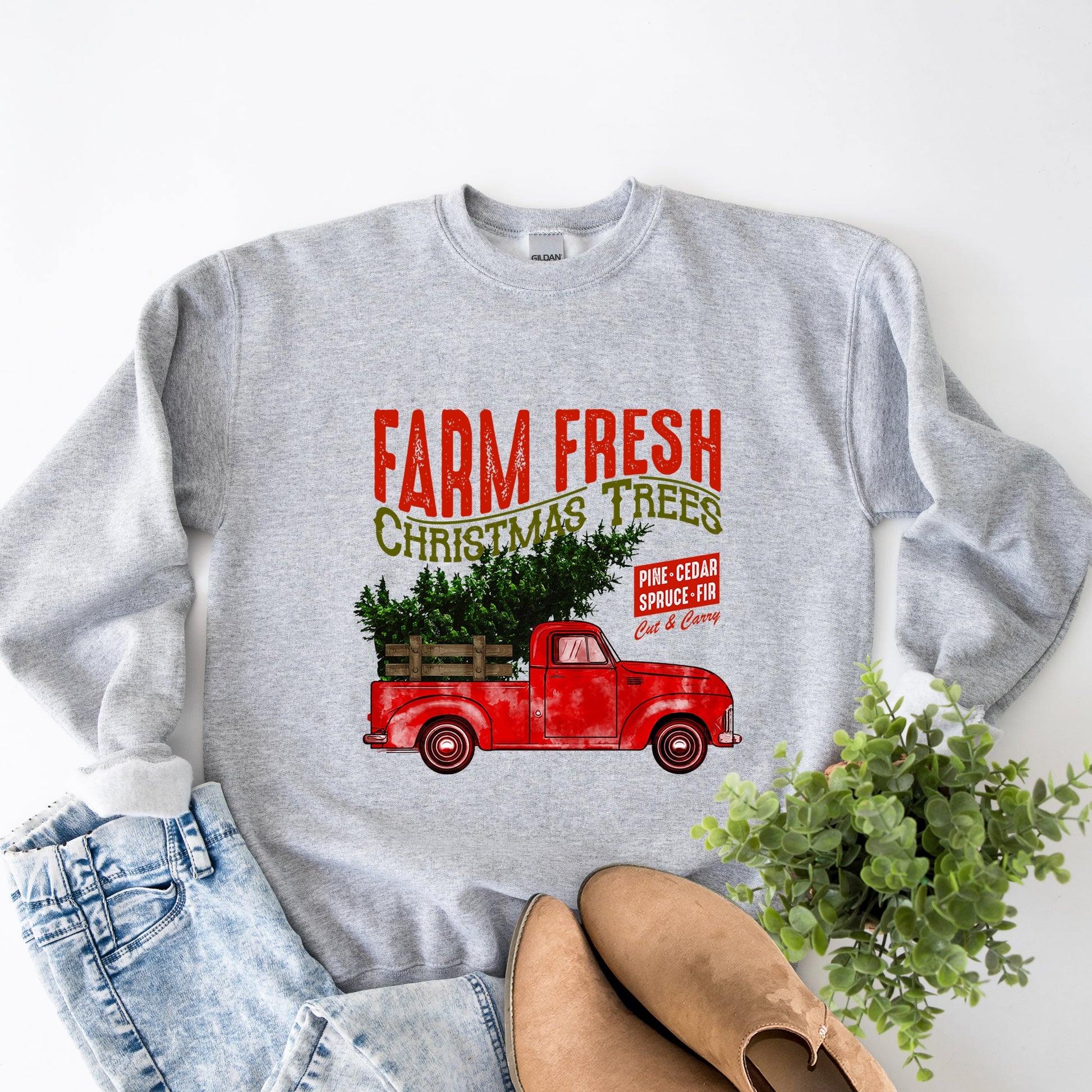 Farm Fresh Christmas Trees Truck -  Womens Sweatshirt