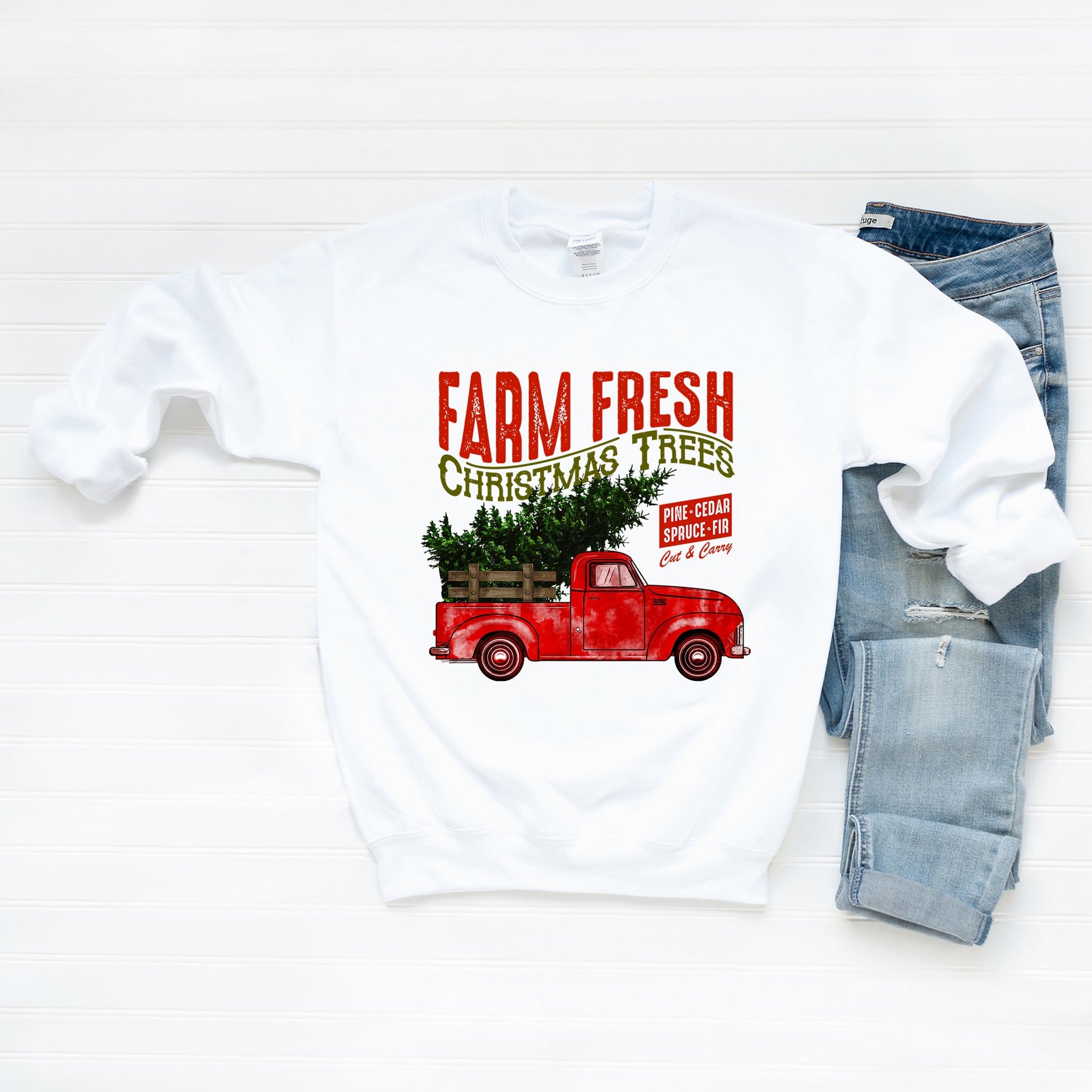 Farm Fresh Christmas Trees Truck -  Womens Sweatshirt