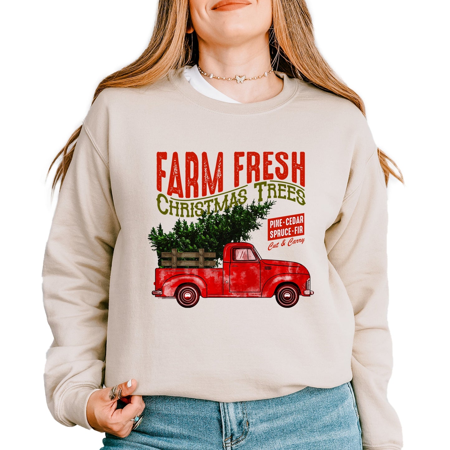 Farm Fresh Christmas Trees Truck - Women's Sweatshirt