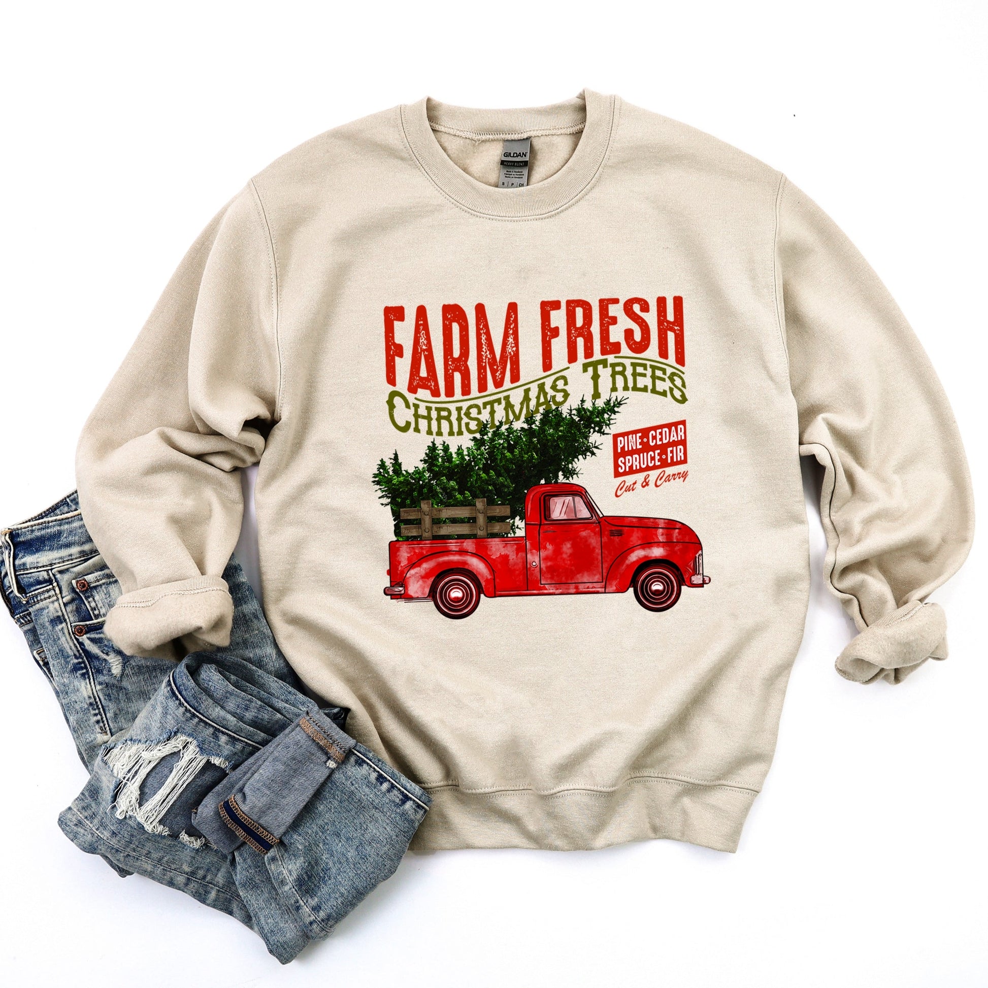 Farm Fresh Christmas Trees Truck -  Womens Sweatshirt