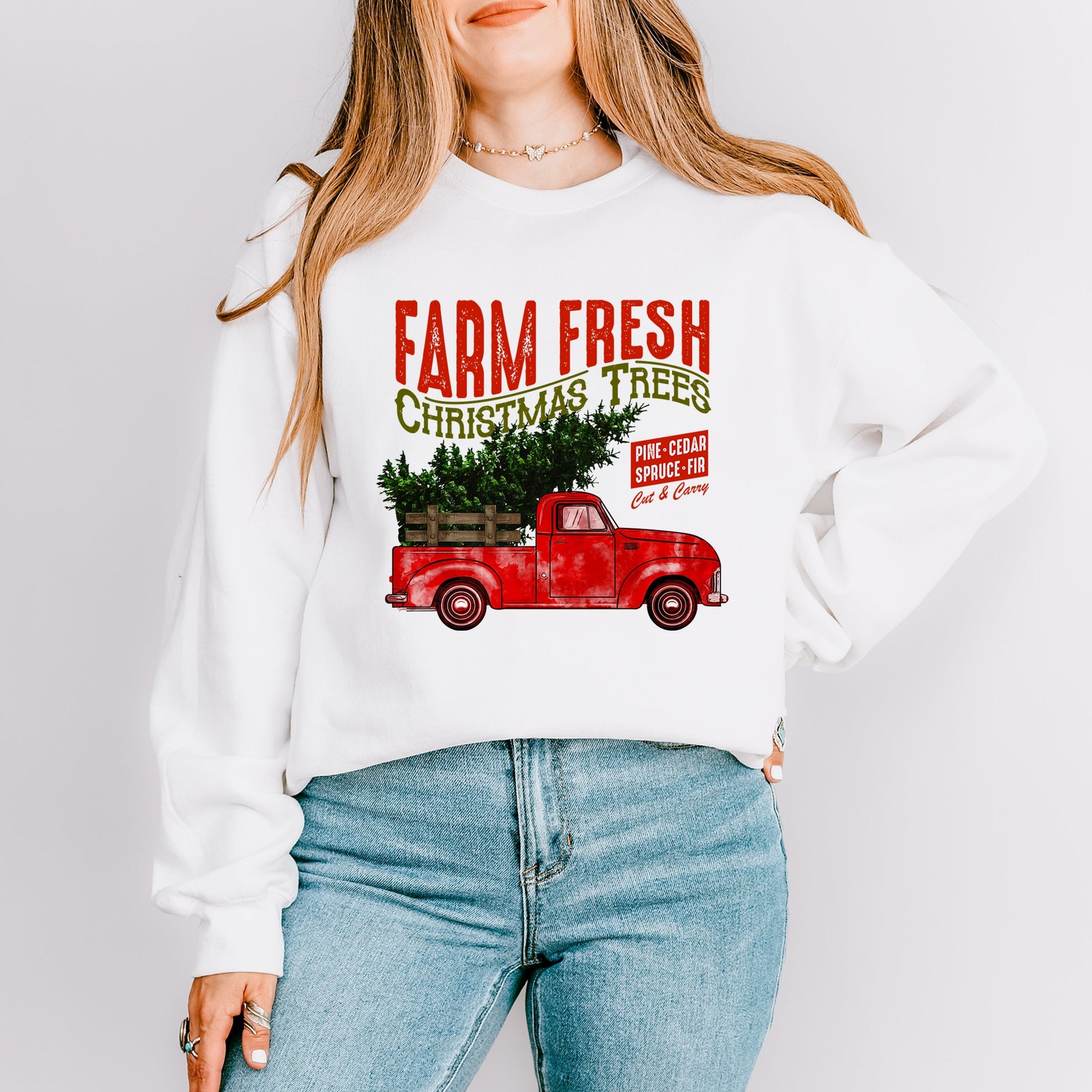Farm Fresh Christmas Trees Truck -  Womens Sweatshirt