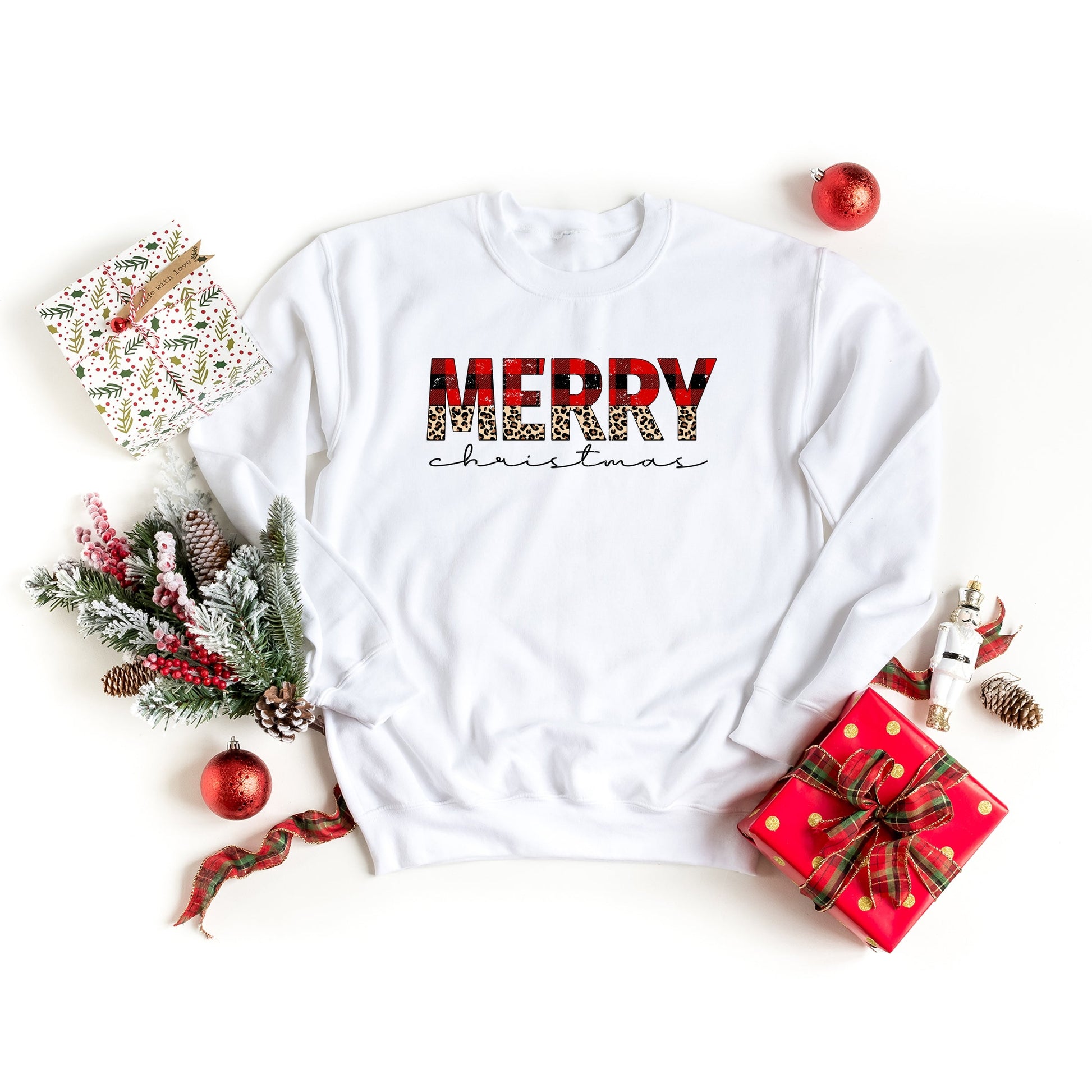 Buffalo Plaid Merry Christmas - Women's Graphic Sweatshirt