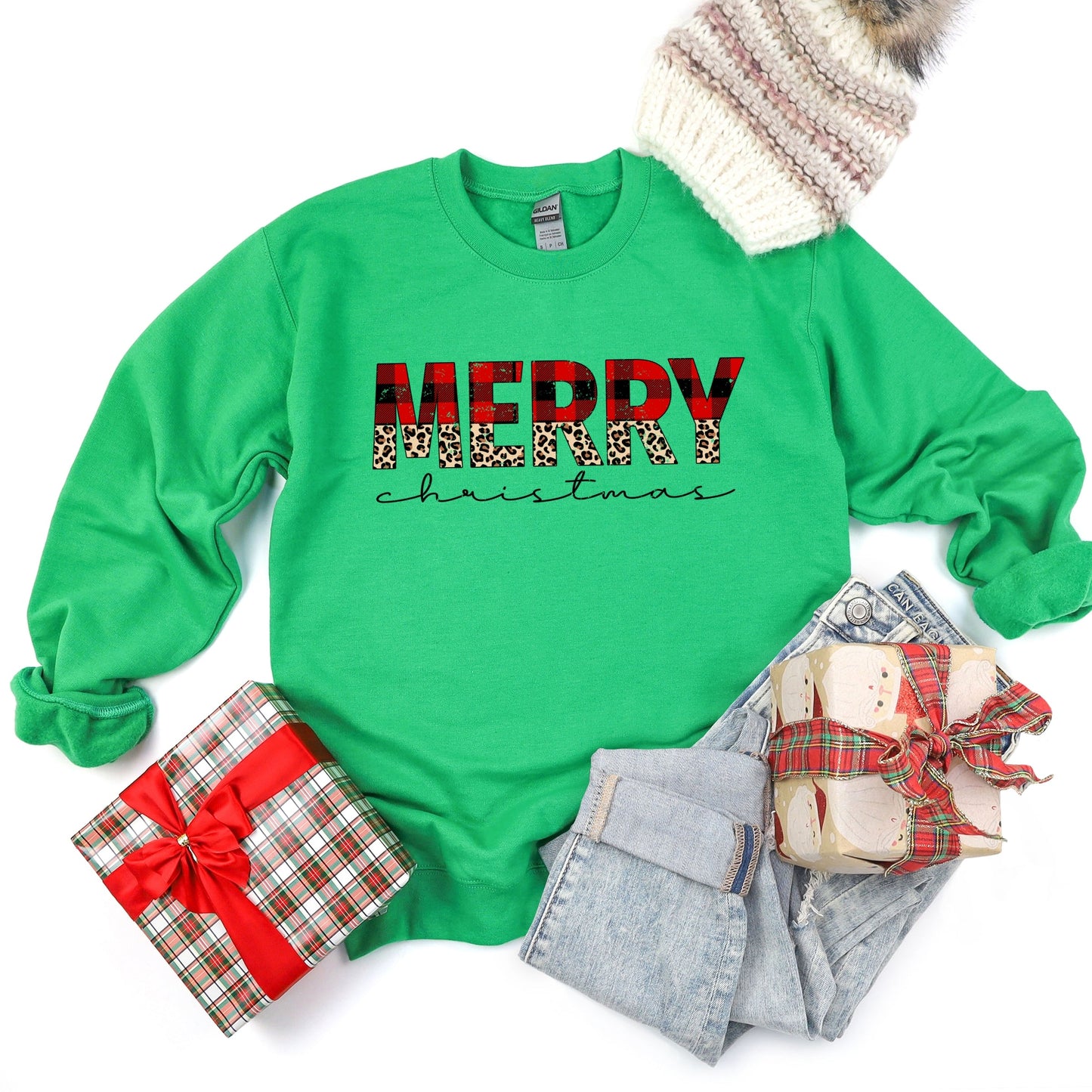 Buffalo Plaid Merry Christmas - Women's Graphic Sweatshirt