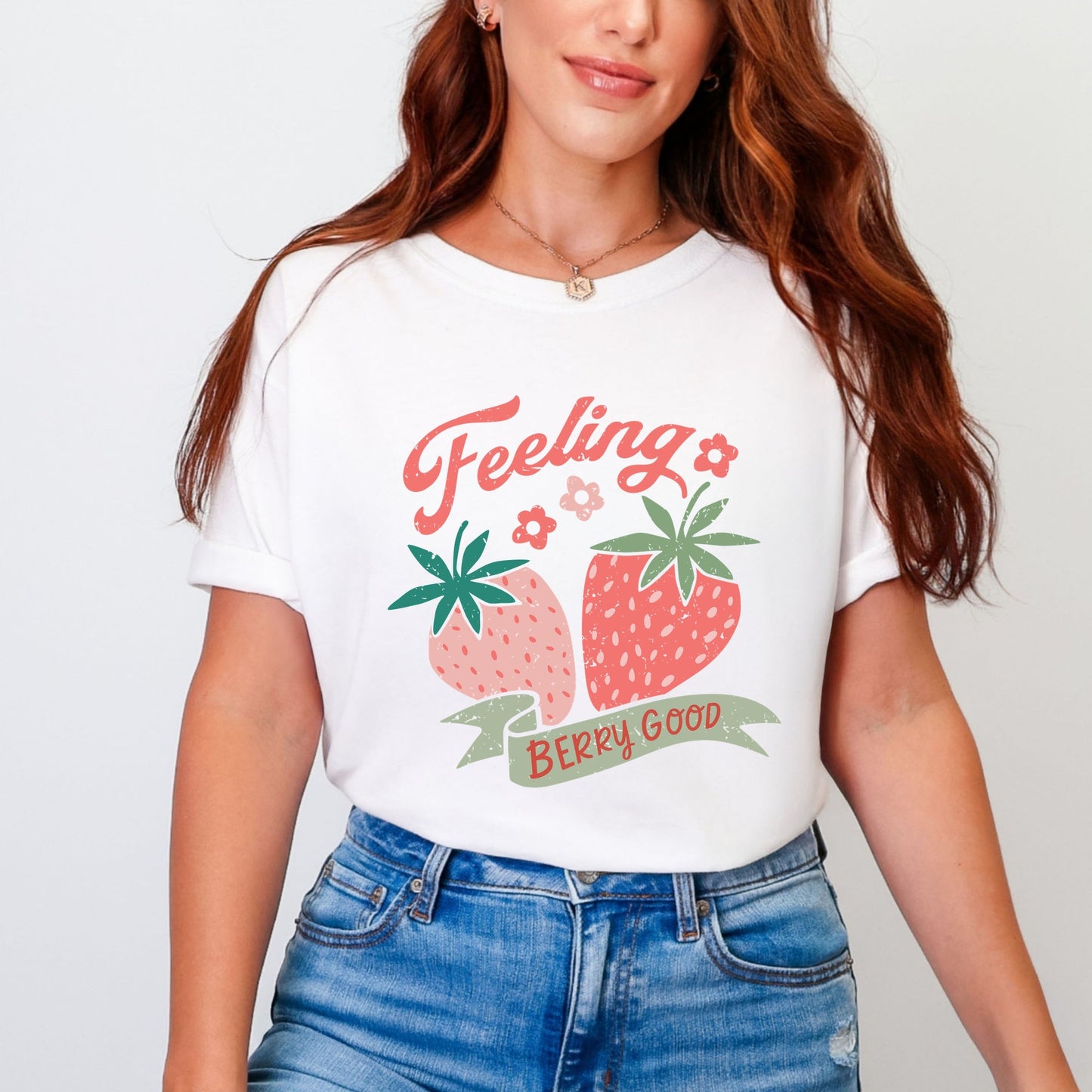 Feeling Berry Good Strawberries - Women's Garment Dyed Graphic T-Shirt