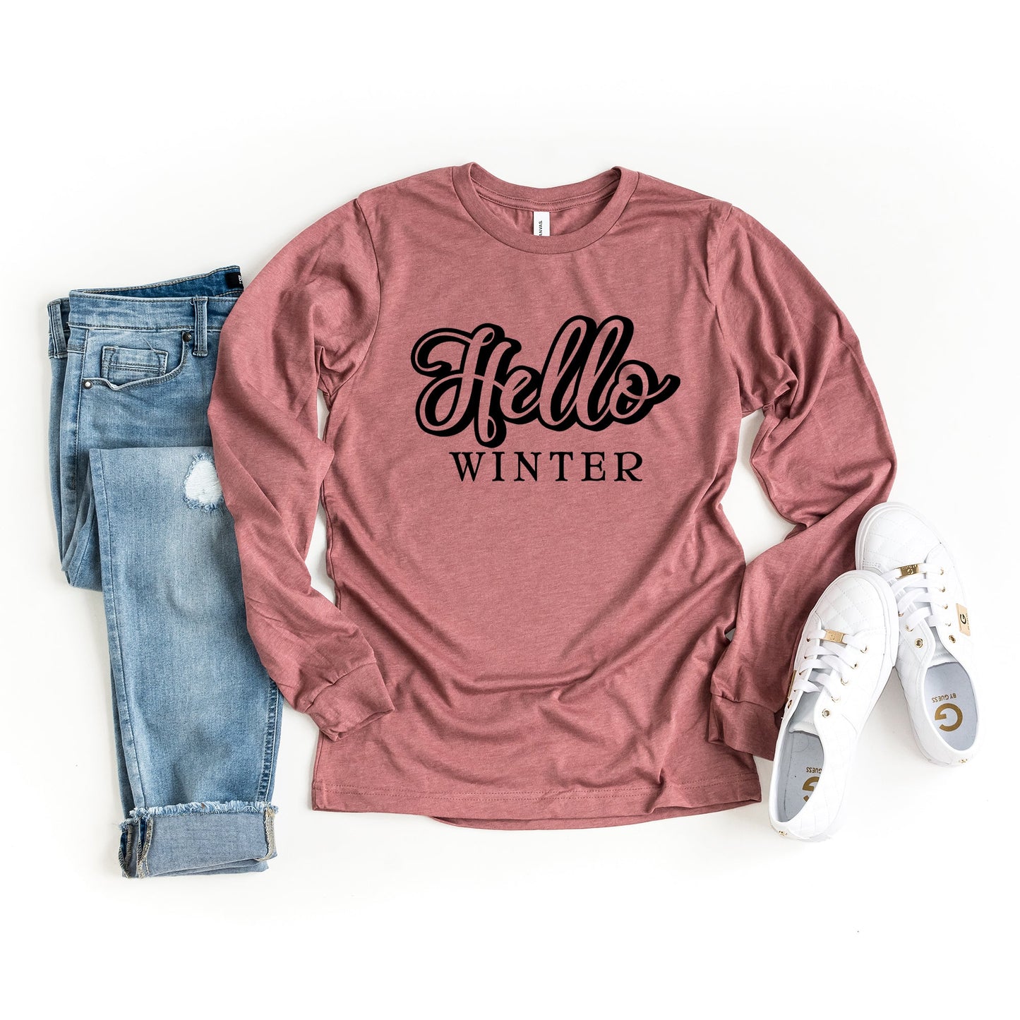 Retro Hello Winter | Long Sleeve Graphic Tee