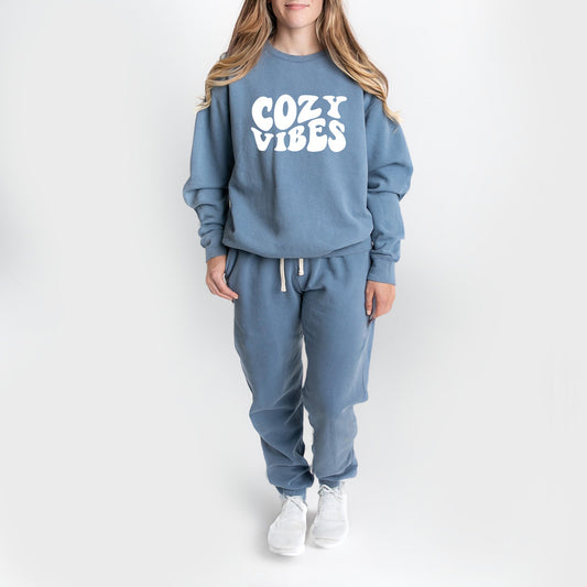Cozy Vibes | Lightweight Garment Dyed Sweatshirt Set