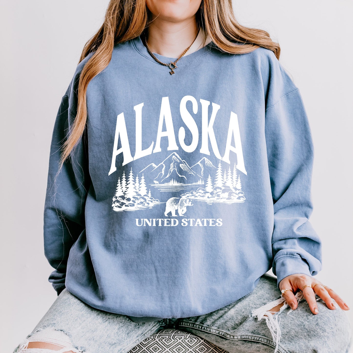 Alaska Forest Scene | Lightweight Garment Dyed Sweatshirt