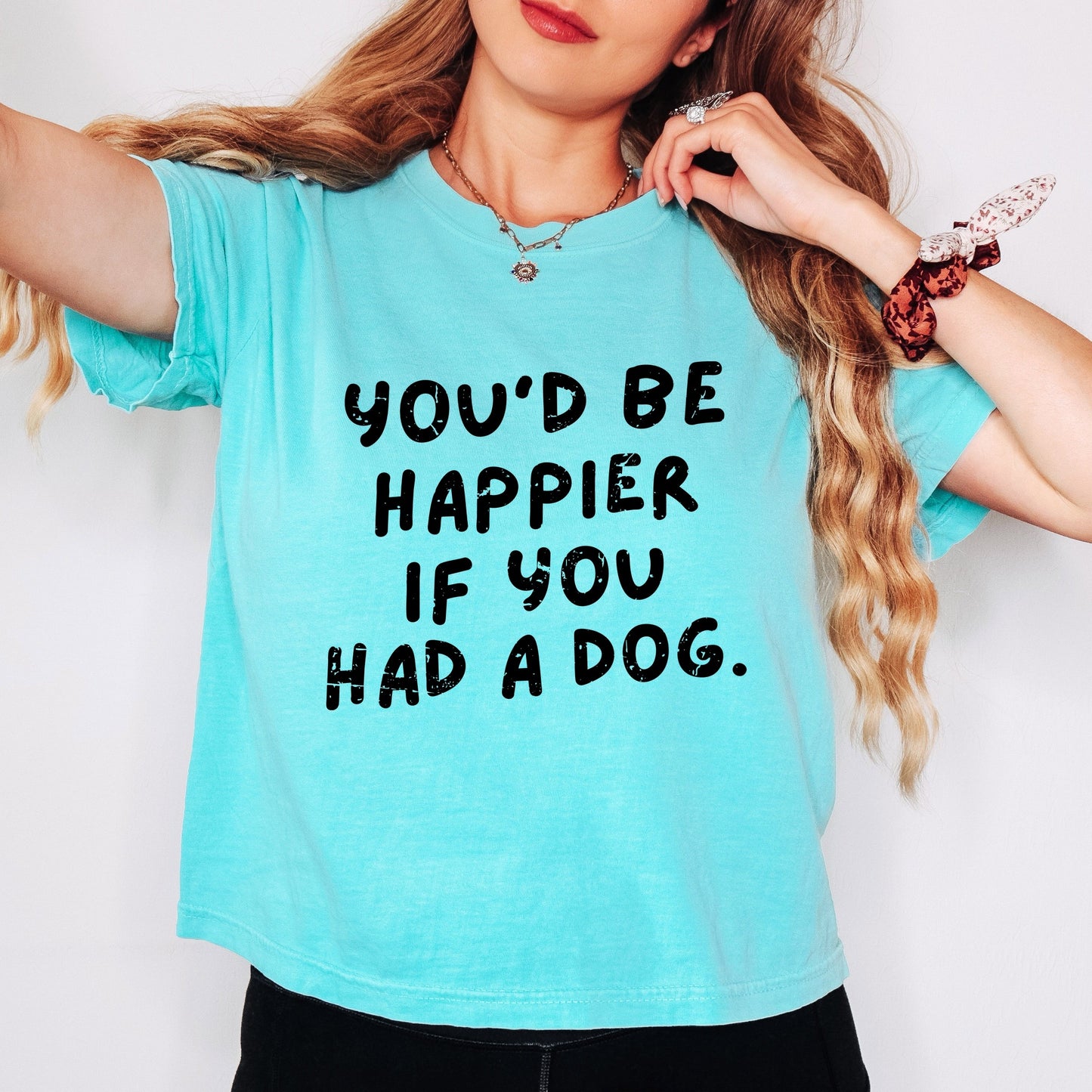 You'd Be Happier If You Had A Dog - Women's Boxy Crop Top Graphic T-Shirt
