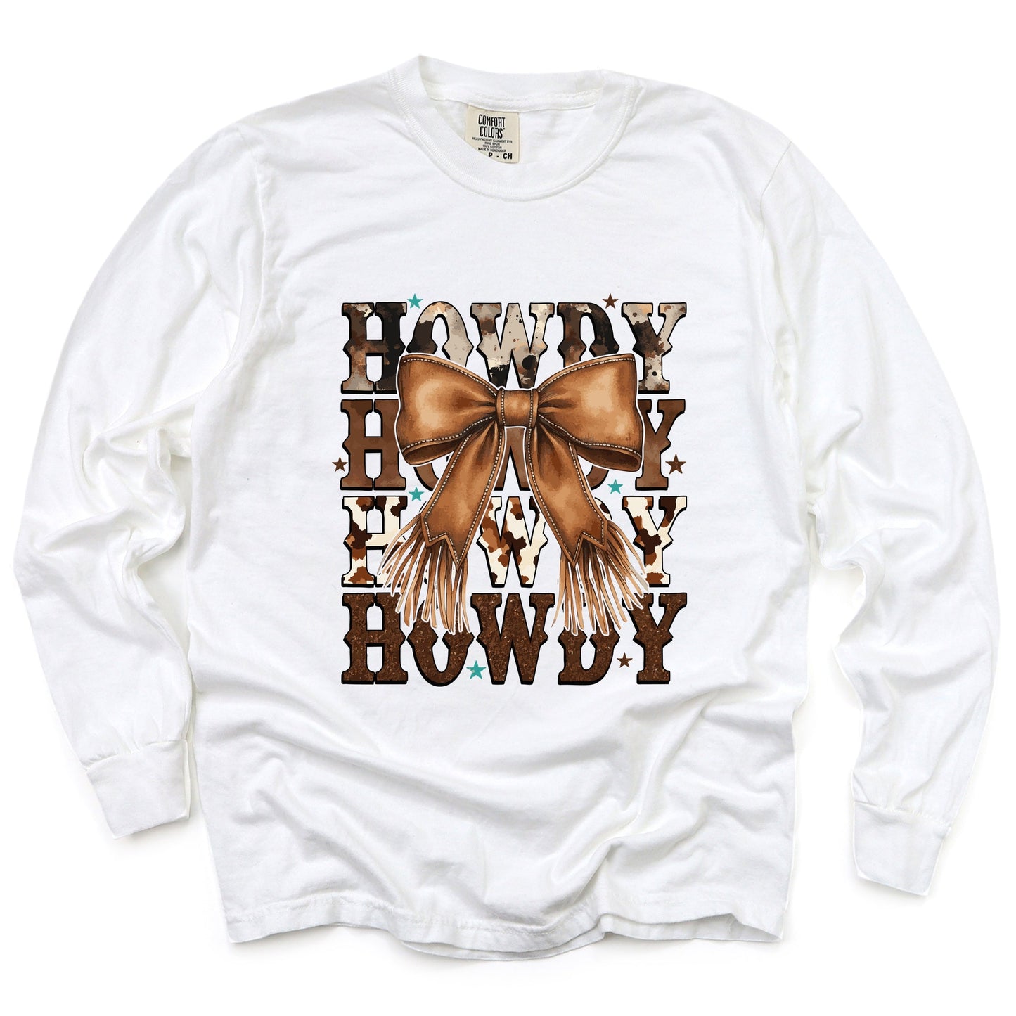 Coquette Howdy Stacked - Women's Garment Dyed Long Sleeve Graphic T-Shirt