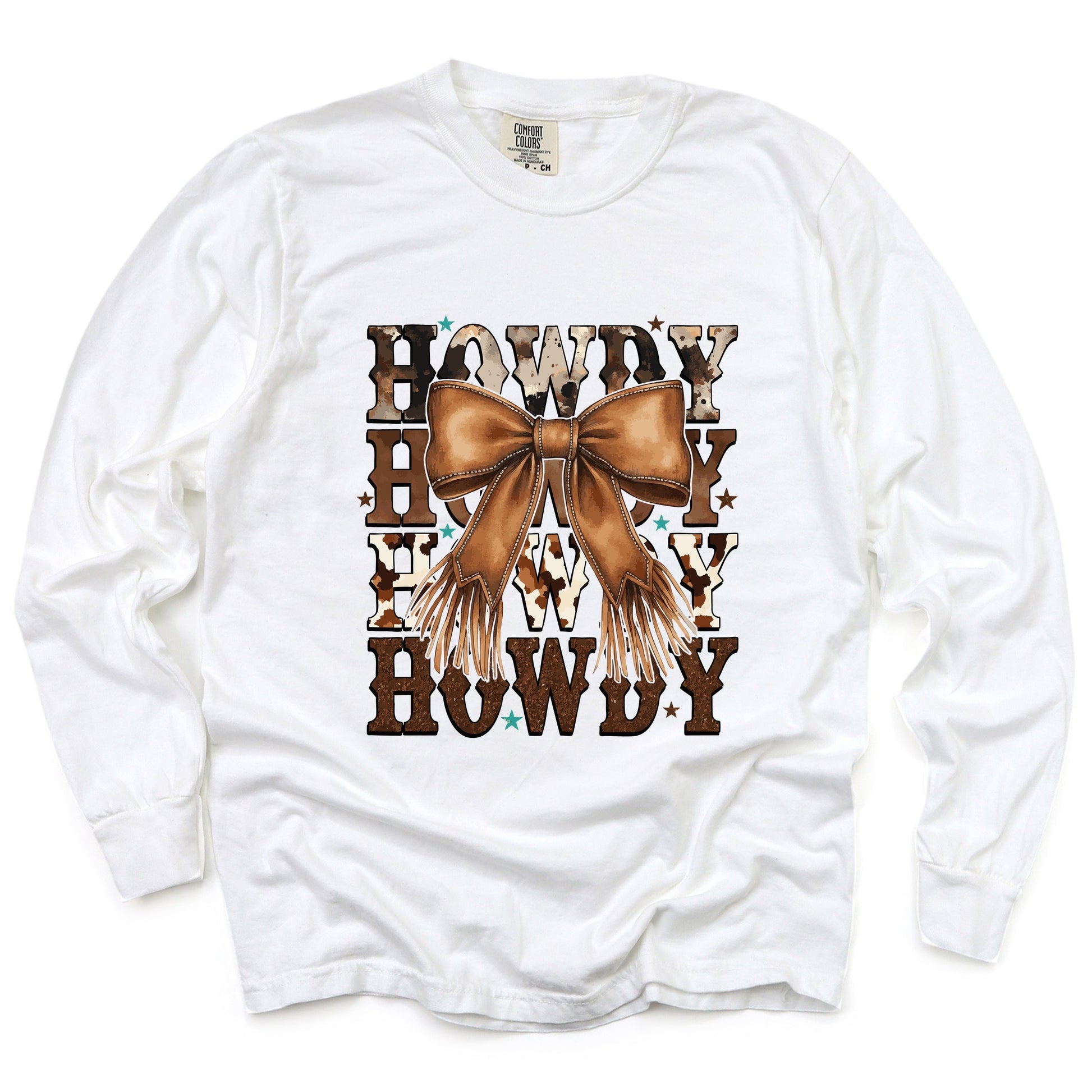 Coquette Howdy Stacked - Women's Garment Dyed Long Sleeve Graphic T-Shirt