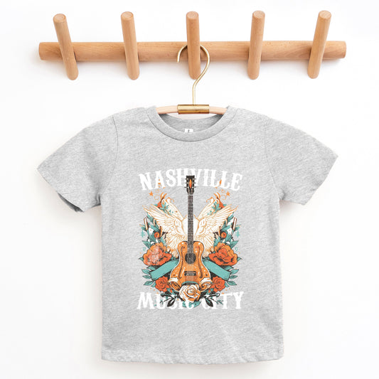 Nashville Music City Guitar Grunge - Youth Short Sleeve Graphic T-Shirt