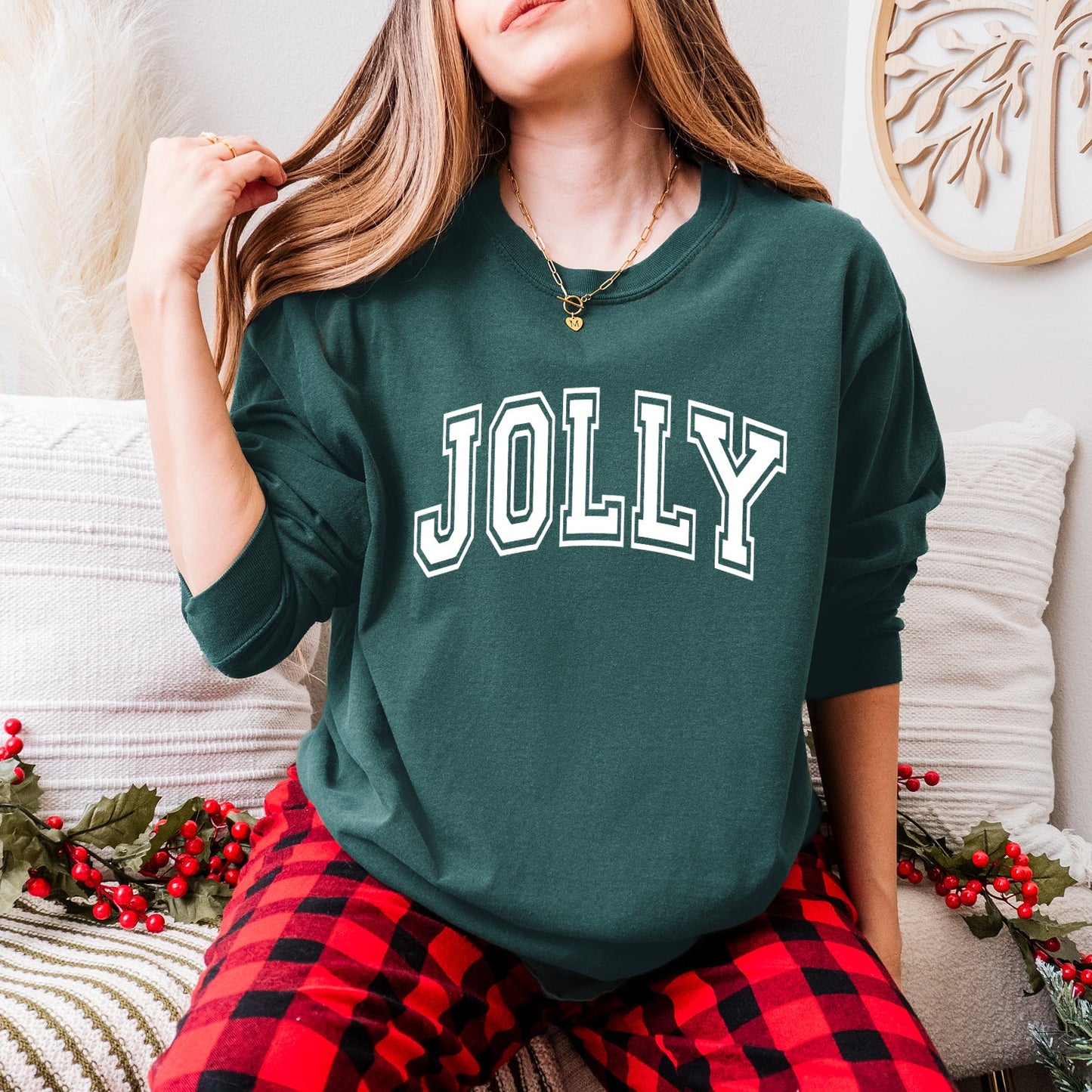 Jolly Varsity Thick Outline | Garment Dyed Long Sleeve