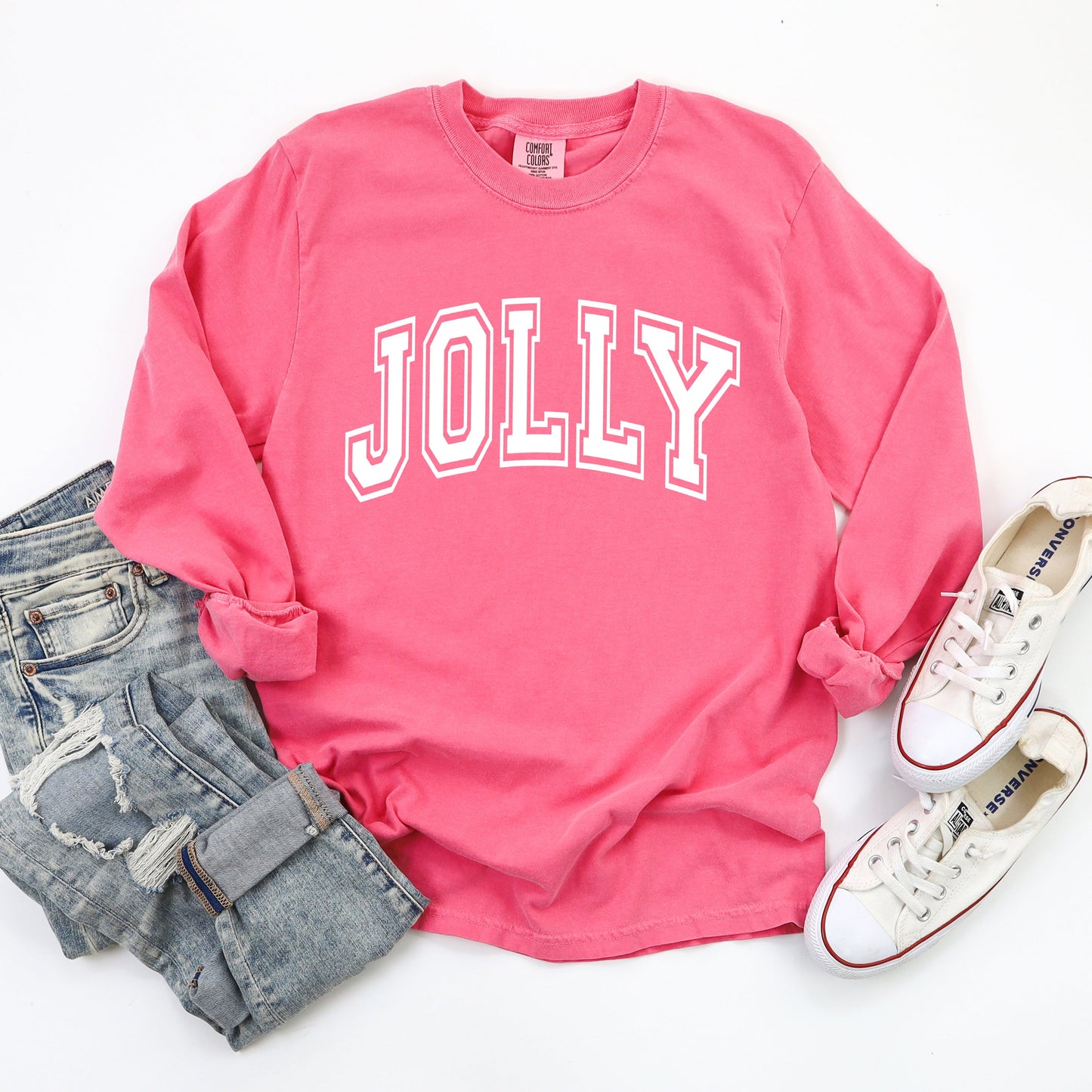 Jolly Varsity Thick Outline | Garment Dyed Long Sleeve