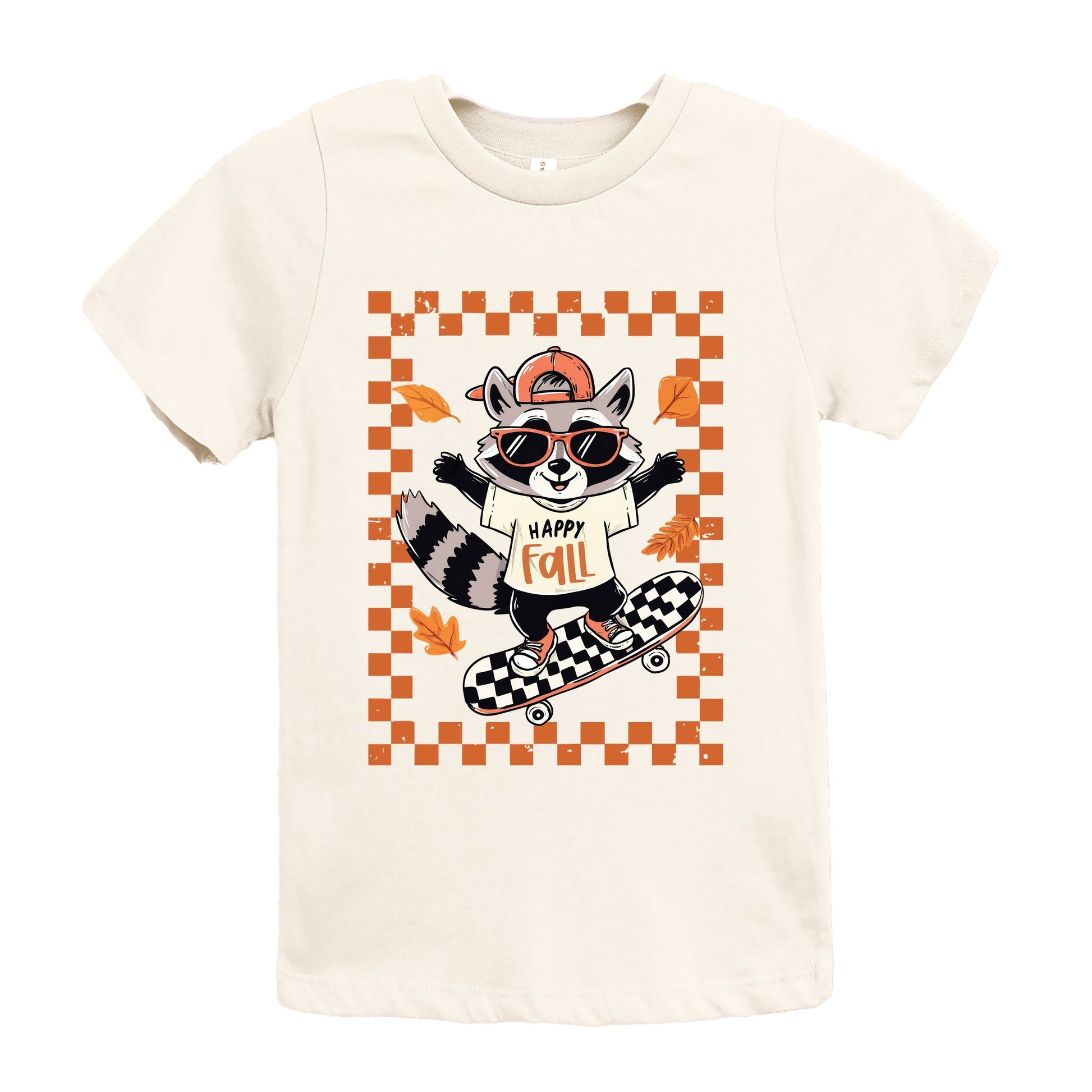 Happy Fall Racoon Skater - Youth Short Sleeve Graphic T-Shirt and Toddler Short Sleeve Graphic T-Shirt