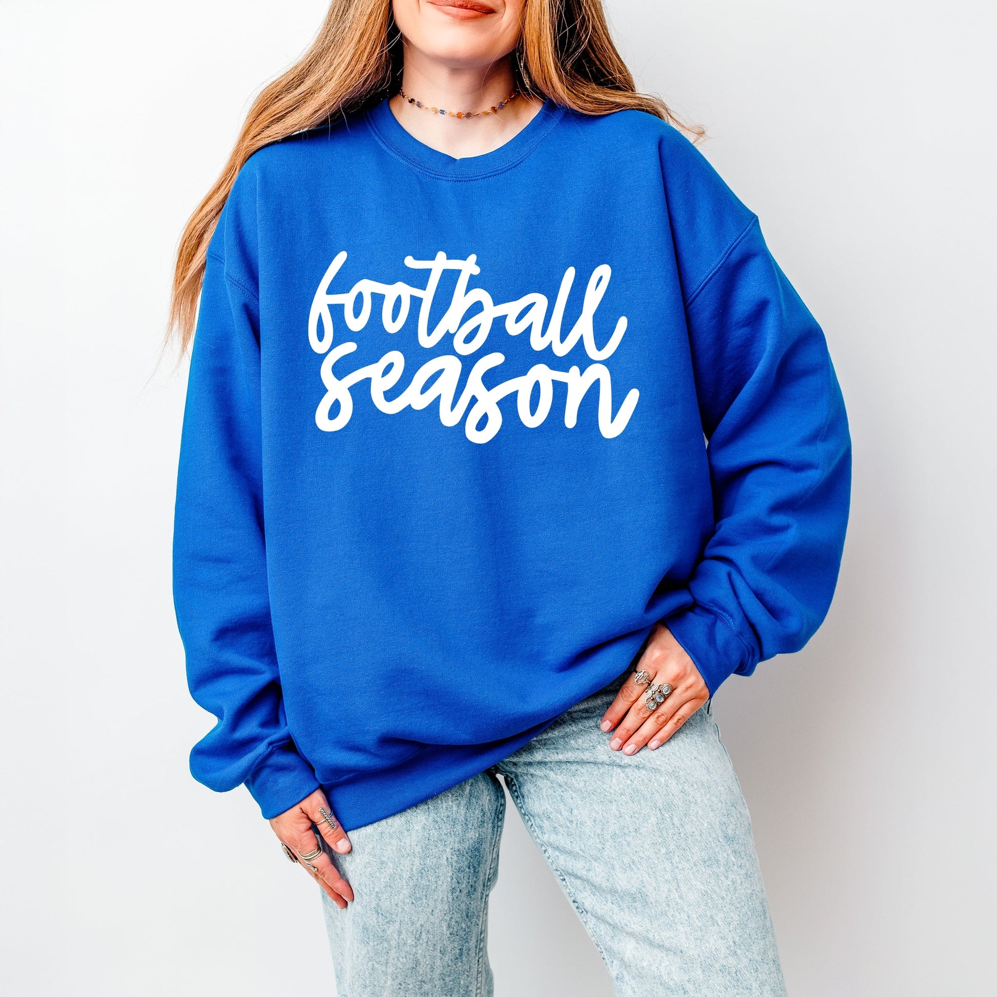 Football Season Cursive -  Womens Sweatshirt