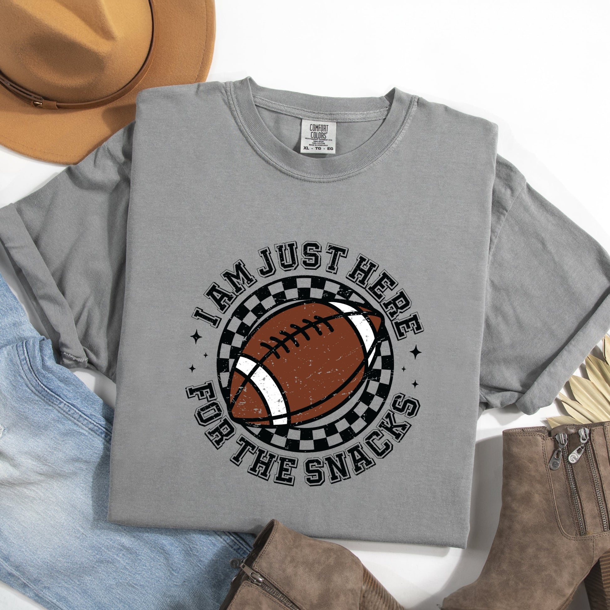 I Am Just Here For The Snacks - Women's Garment Dyed Graphic T-Shirt