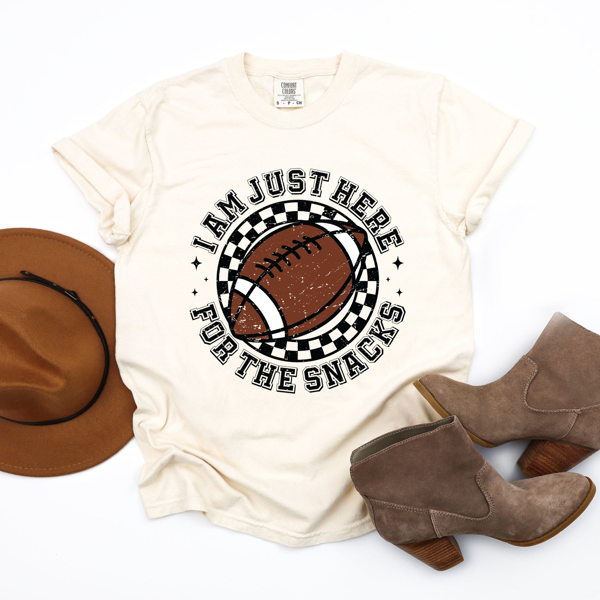 I Am Just Here For The Snacks - Women's Garment Dyed Graphic T-Shirt