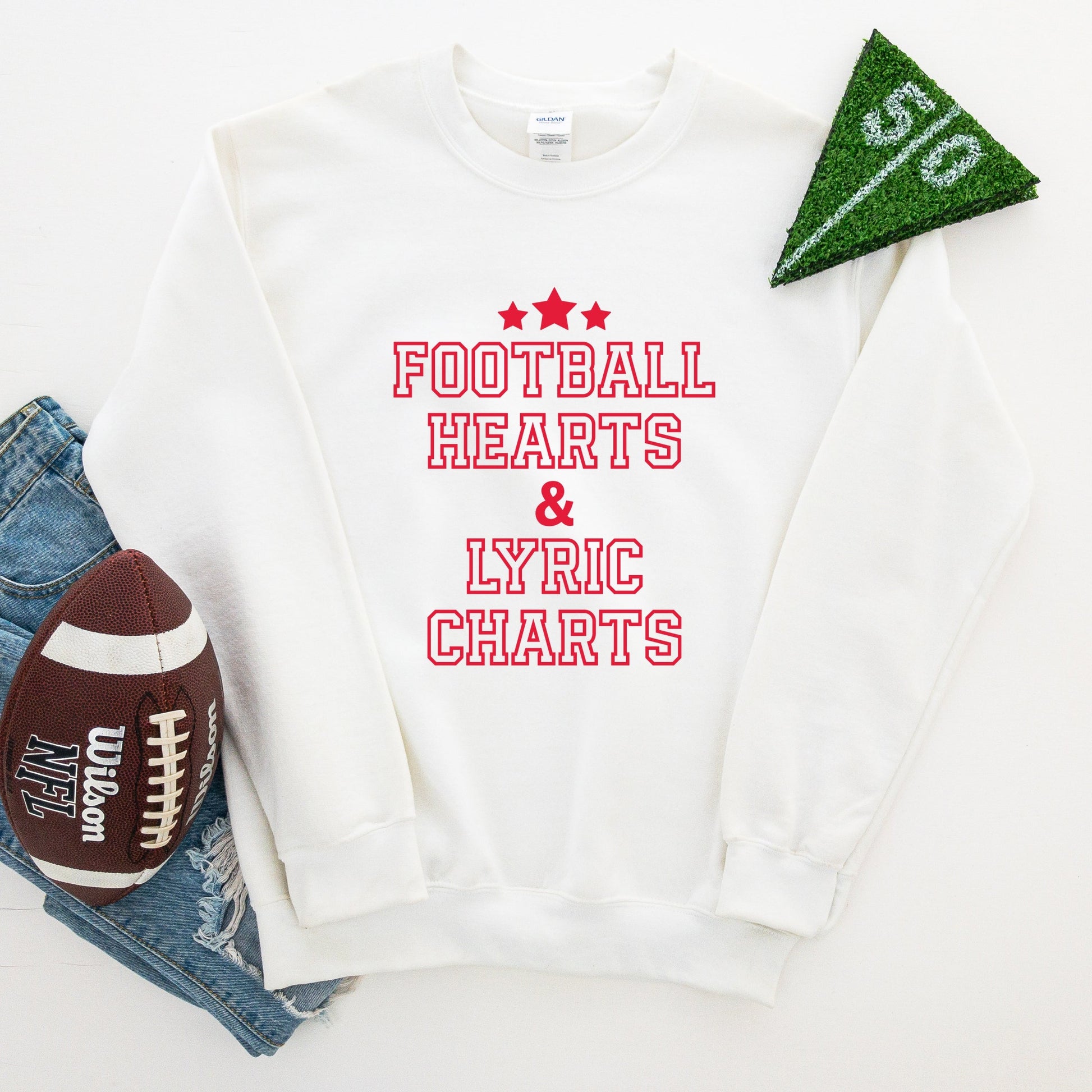 Football Hearts & Lyric Charts -  Womens Sweatshirt