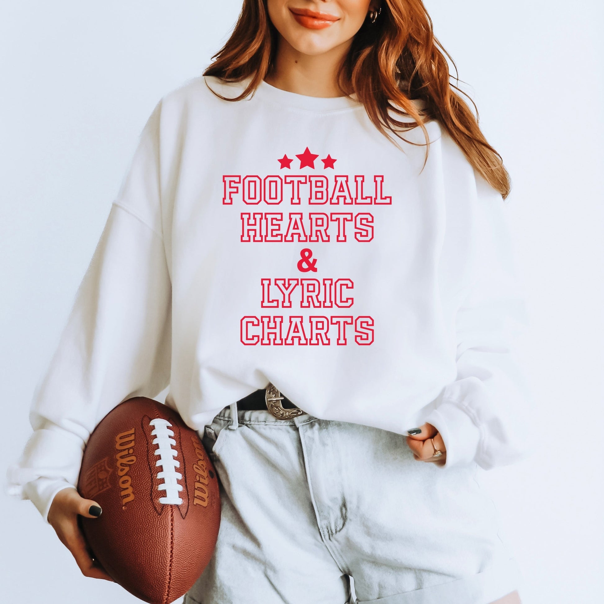 Football Hearts & Lyric Charts -  Womens Sweatshirt