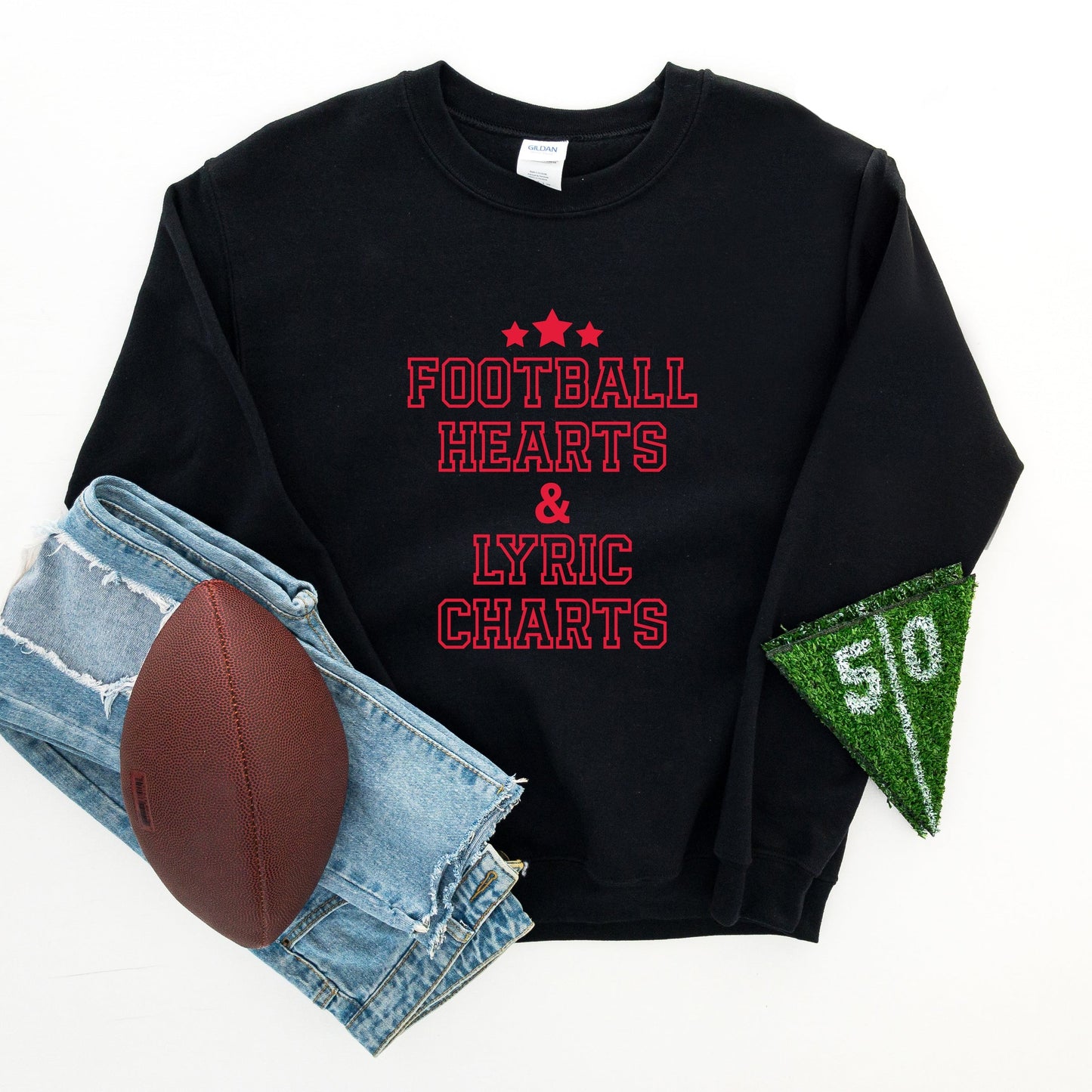 Football Hearts & Lyric Charts -  Womens Sweatshirt