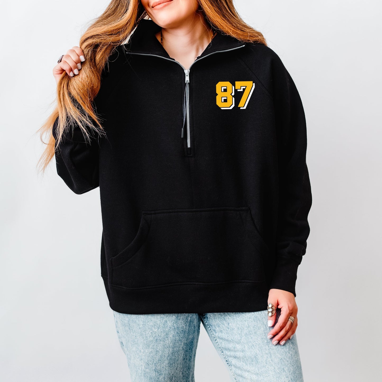 Taylor's Fiancé Number 87 Front And Back - Womens Quarter Zip Fleece