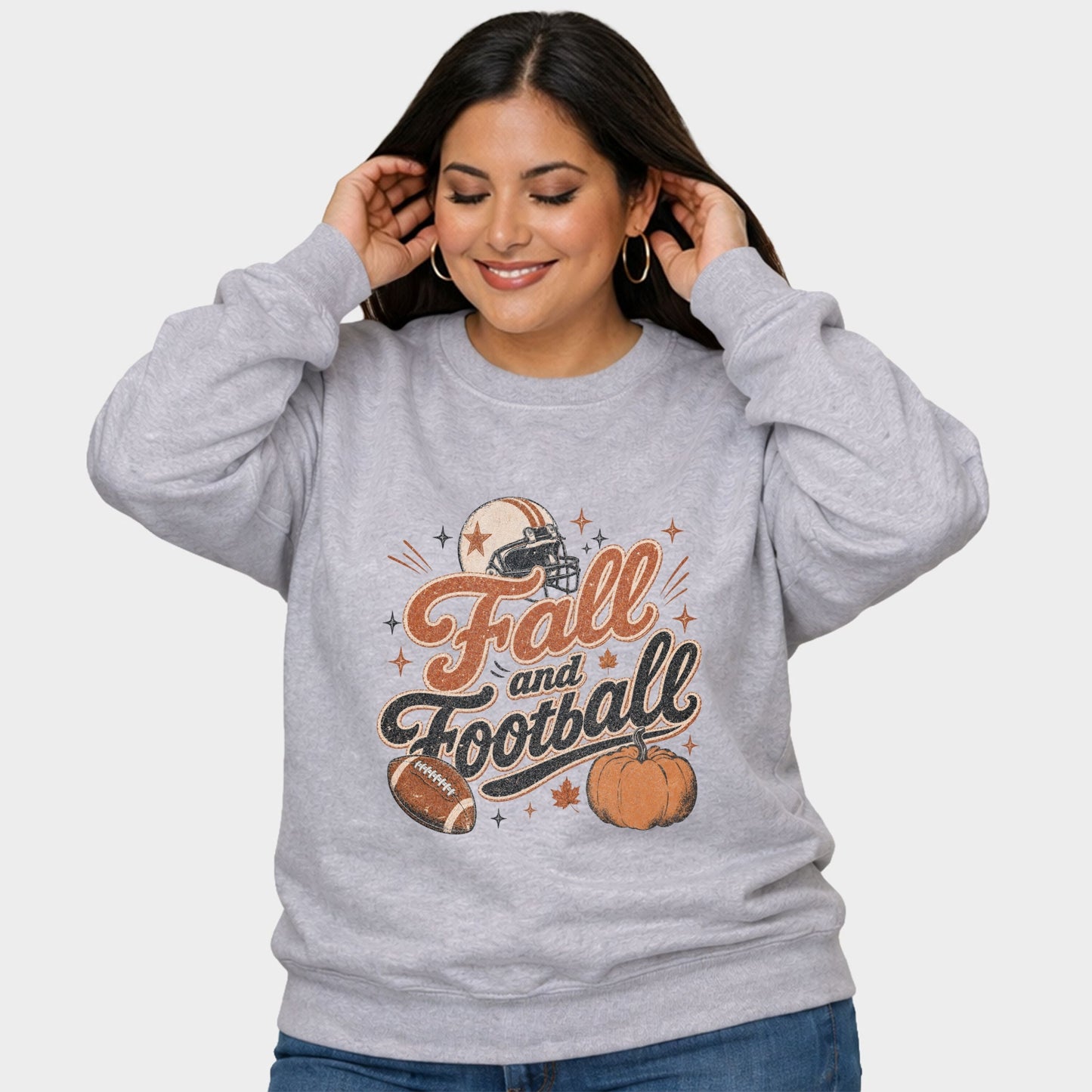 Fall and Football - Women's Plus Sized Graphic Sweatshirt