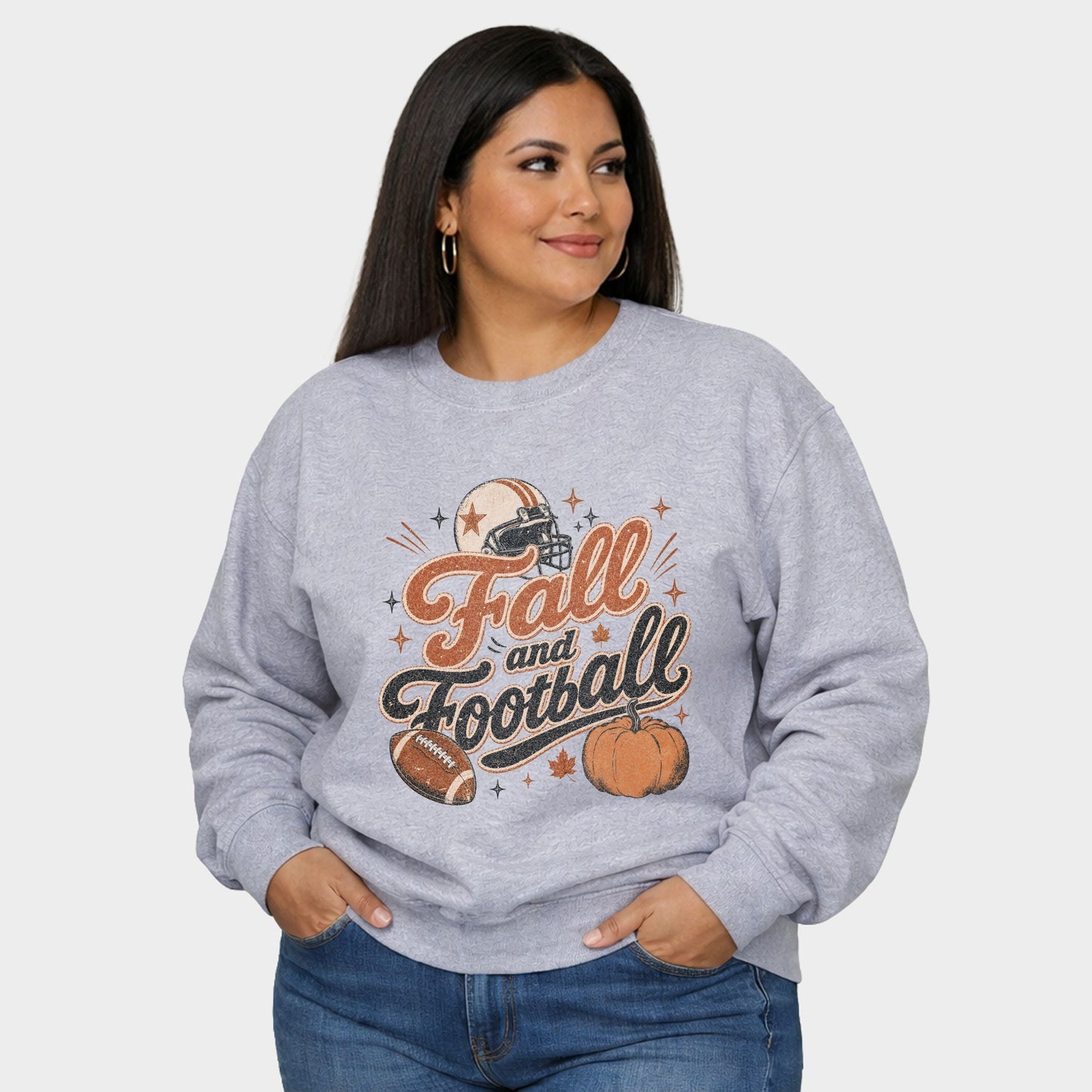 Fall and Football - Women's Plus Sized Graphic Sweatshirt