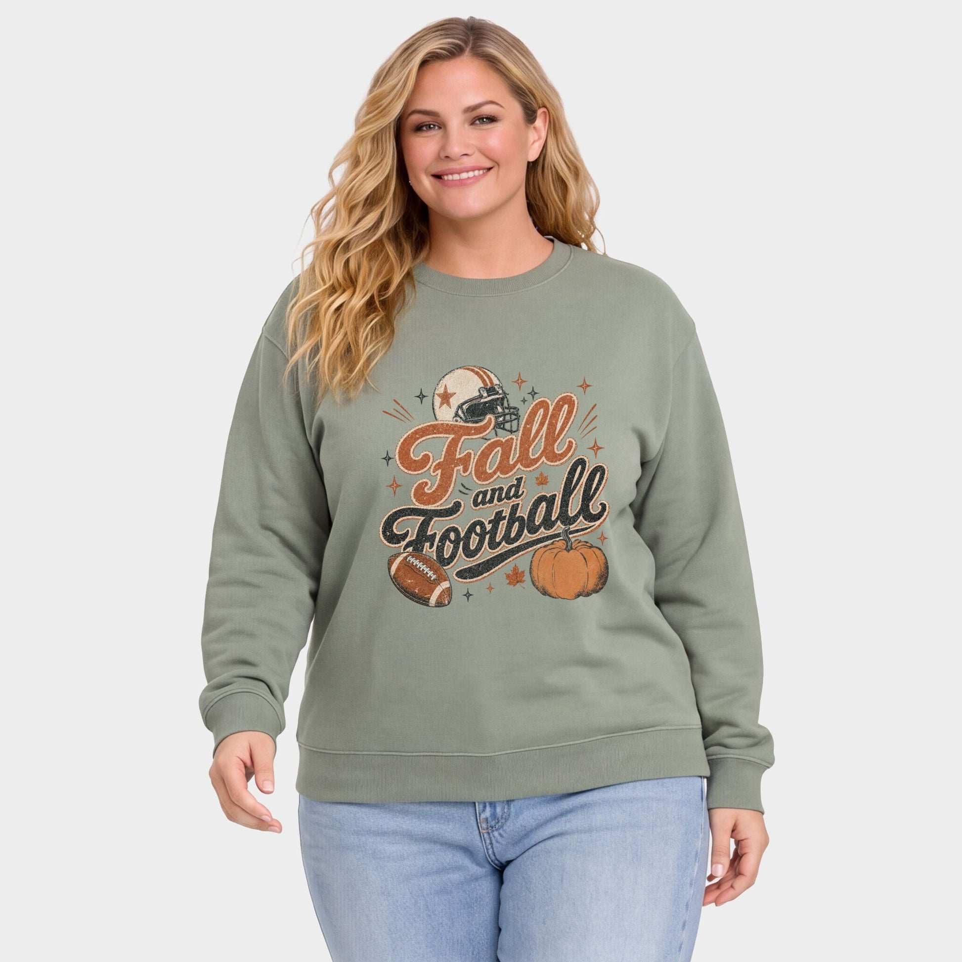 Fall and Football - Women's Plus Sized Graphic Sweatshirt