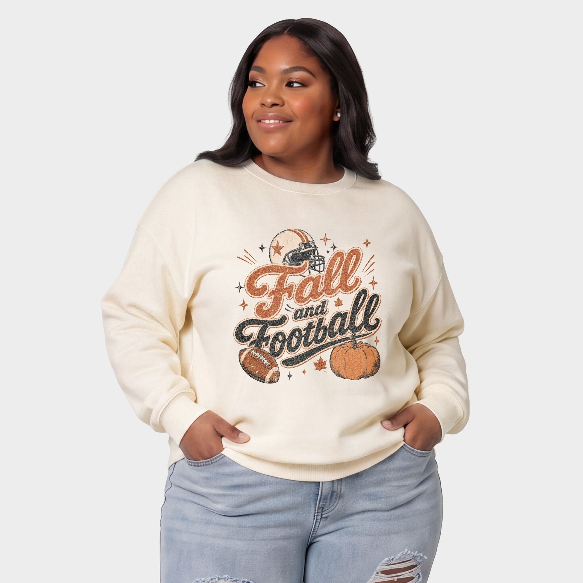 Fall and Football - Women's Plus Sized Graphic Sweatshirt