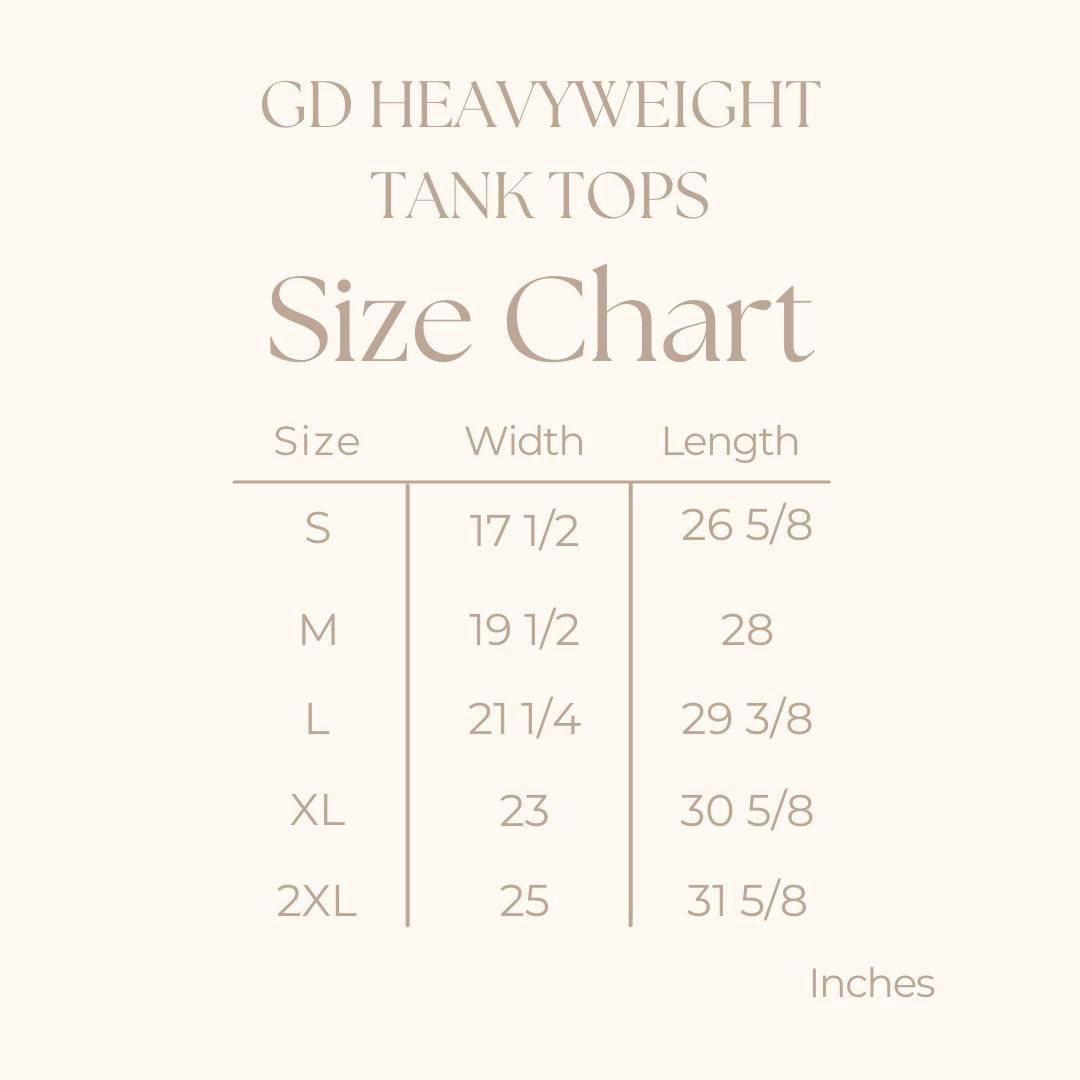 Women's Garment Dyed Graphic Tank Top - size guide