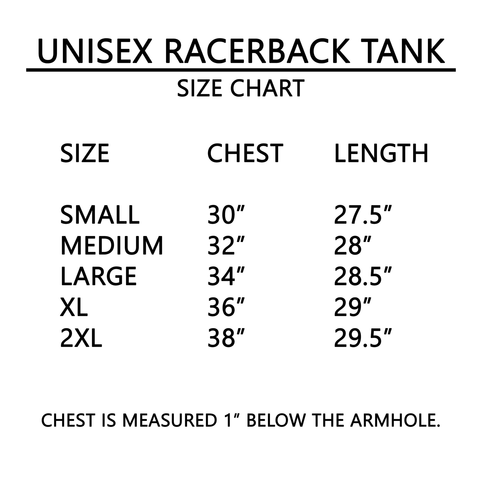 Women's Graphic Racerback Tank Top - size guide