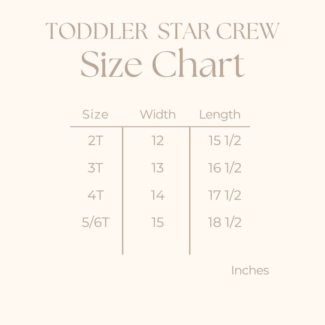 Toddler Short Sleeve Star Tee - size guide