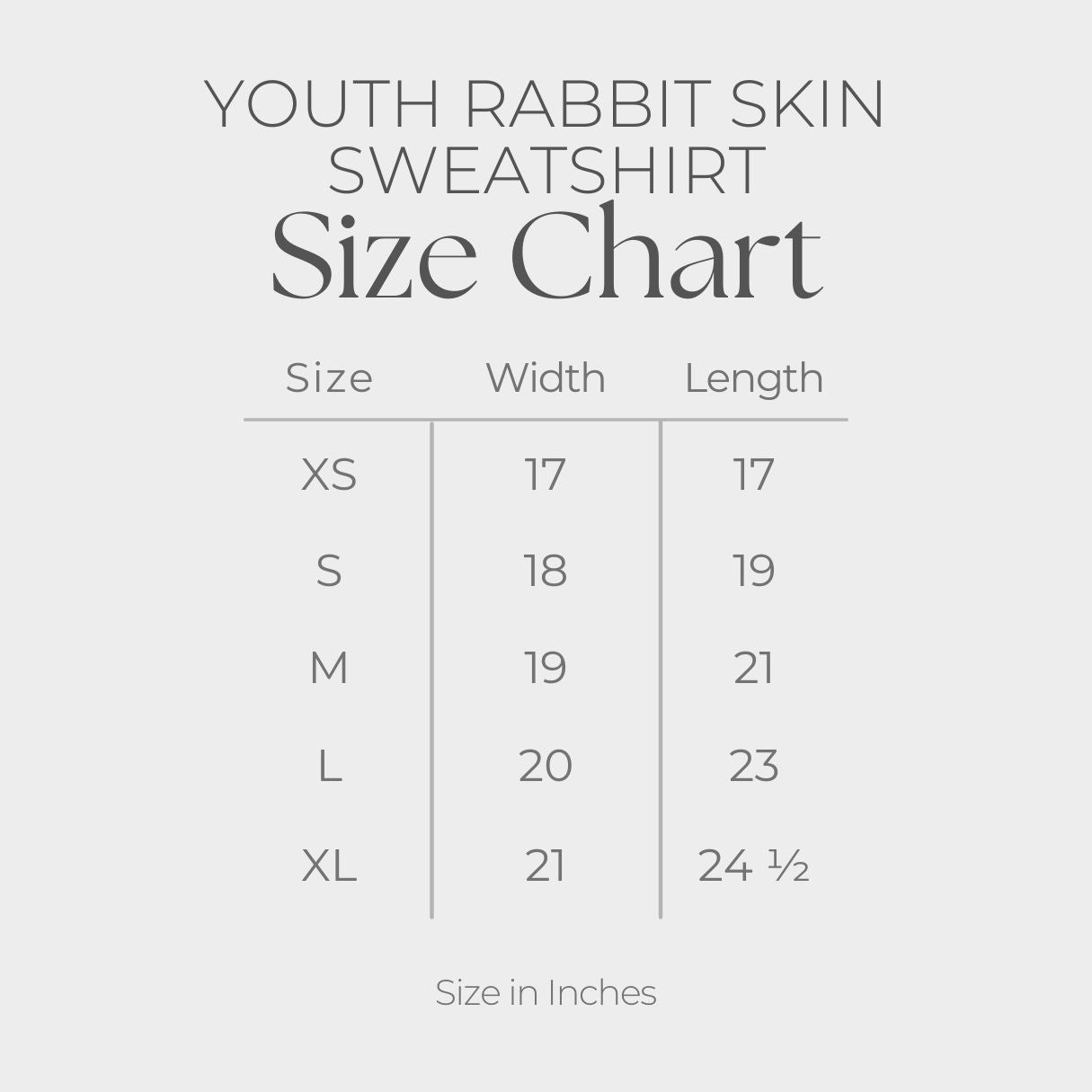 Youth Graphic Sweatshirt - size guide