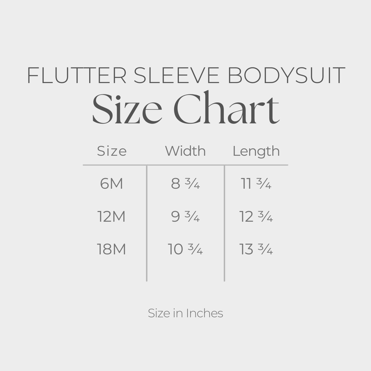 Baby Girl's Flutter Sleeve Bodysuit - size guide