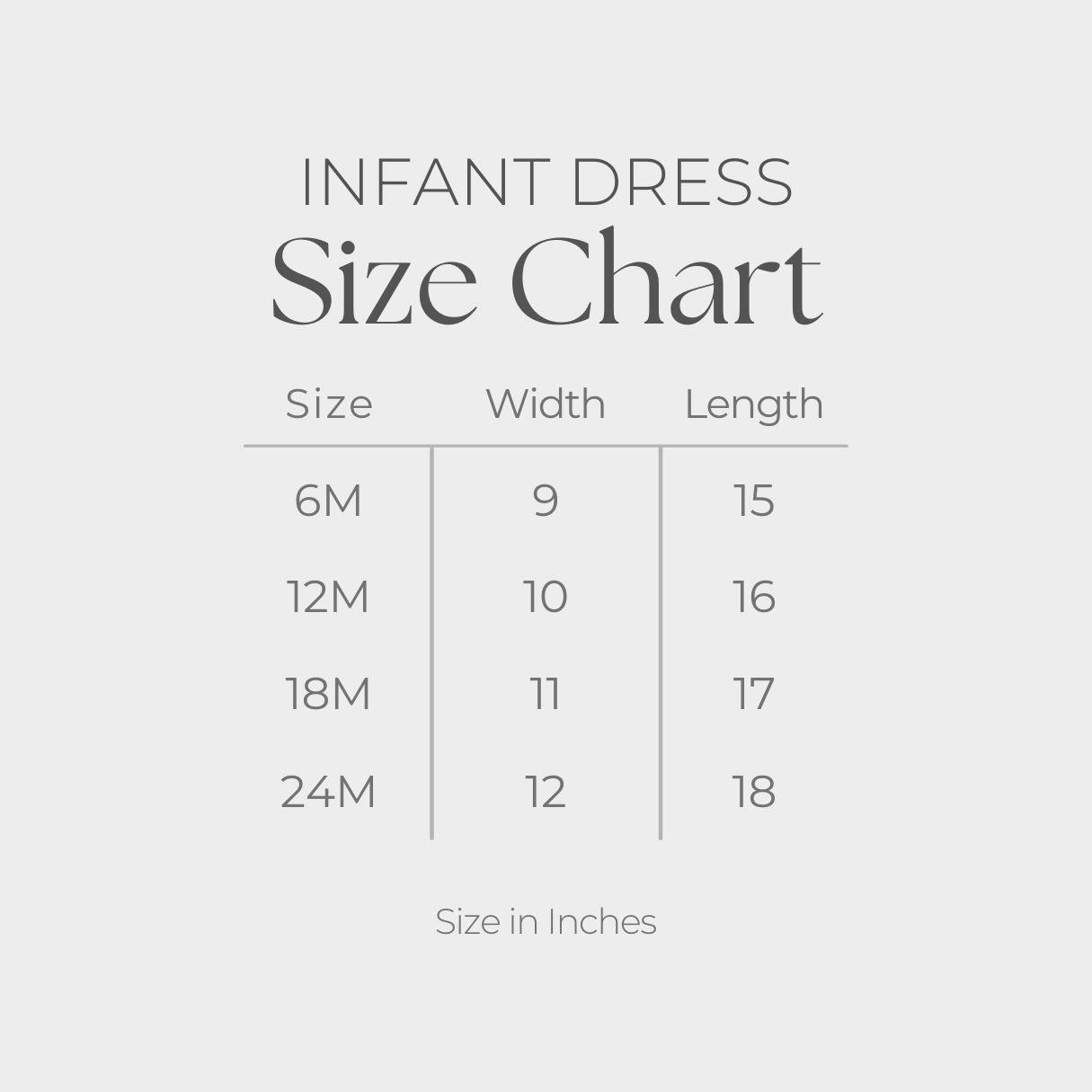 Infant Girl's Dress - size guide