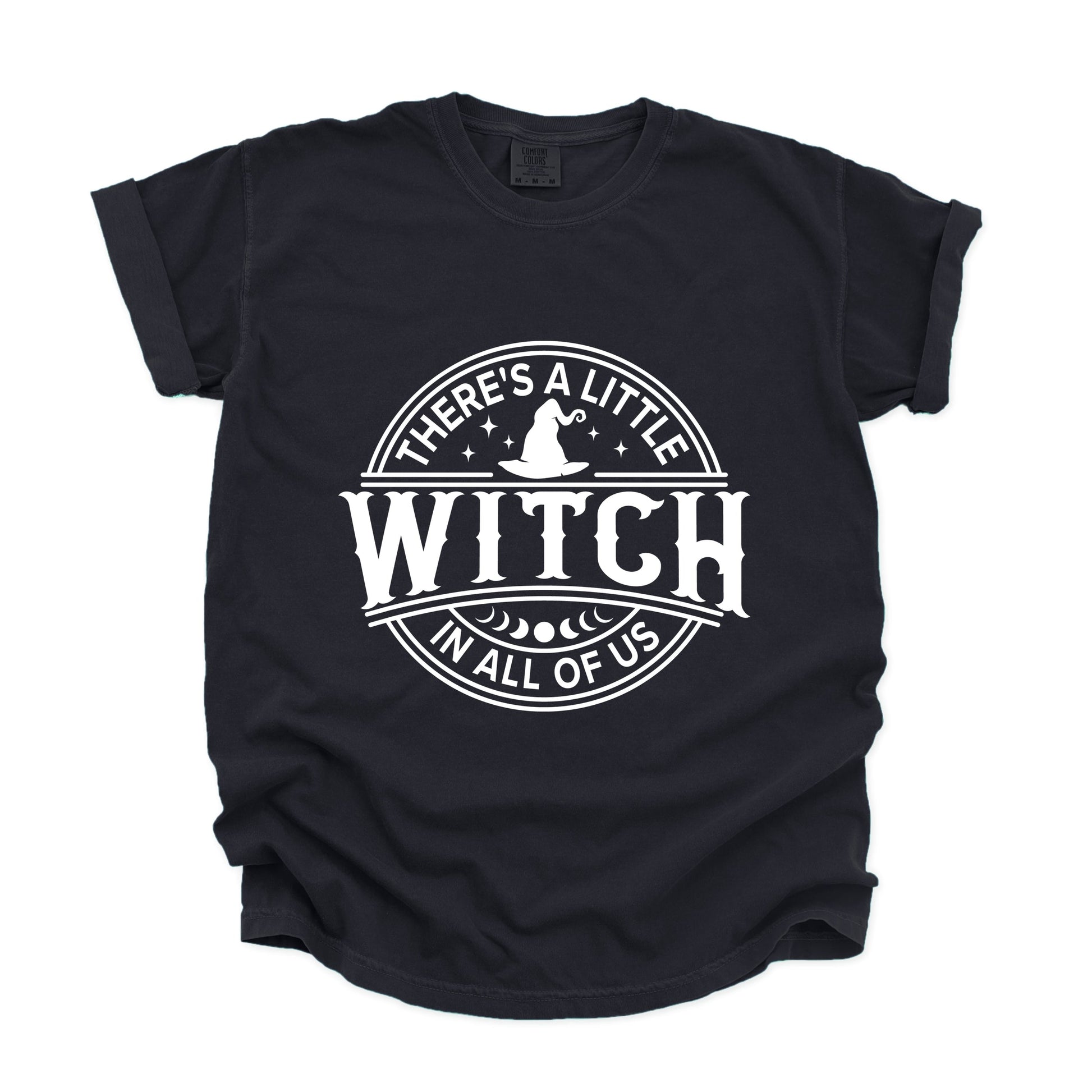 A Little Witch In All Of Us - Womens Garment Dyed Graphic T-Shirt