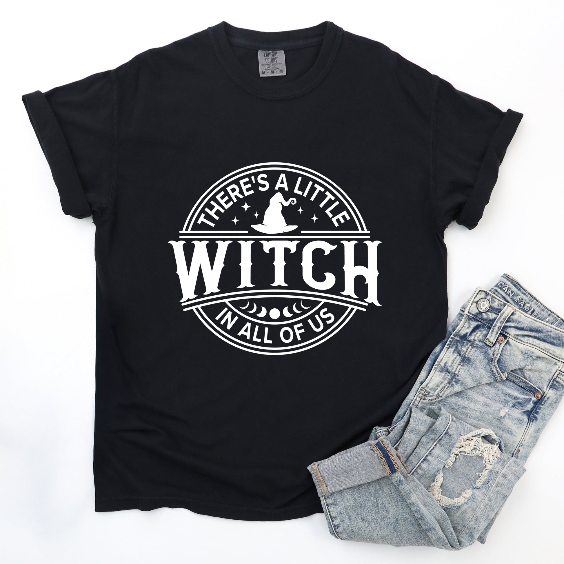 A Little Witch In All Of Us - Womens Garment Dyed Graphic T-Shirt