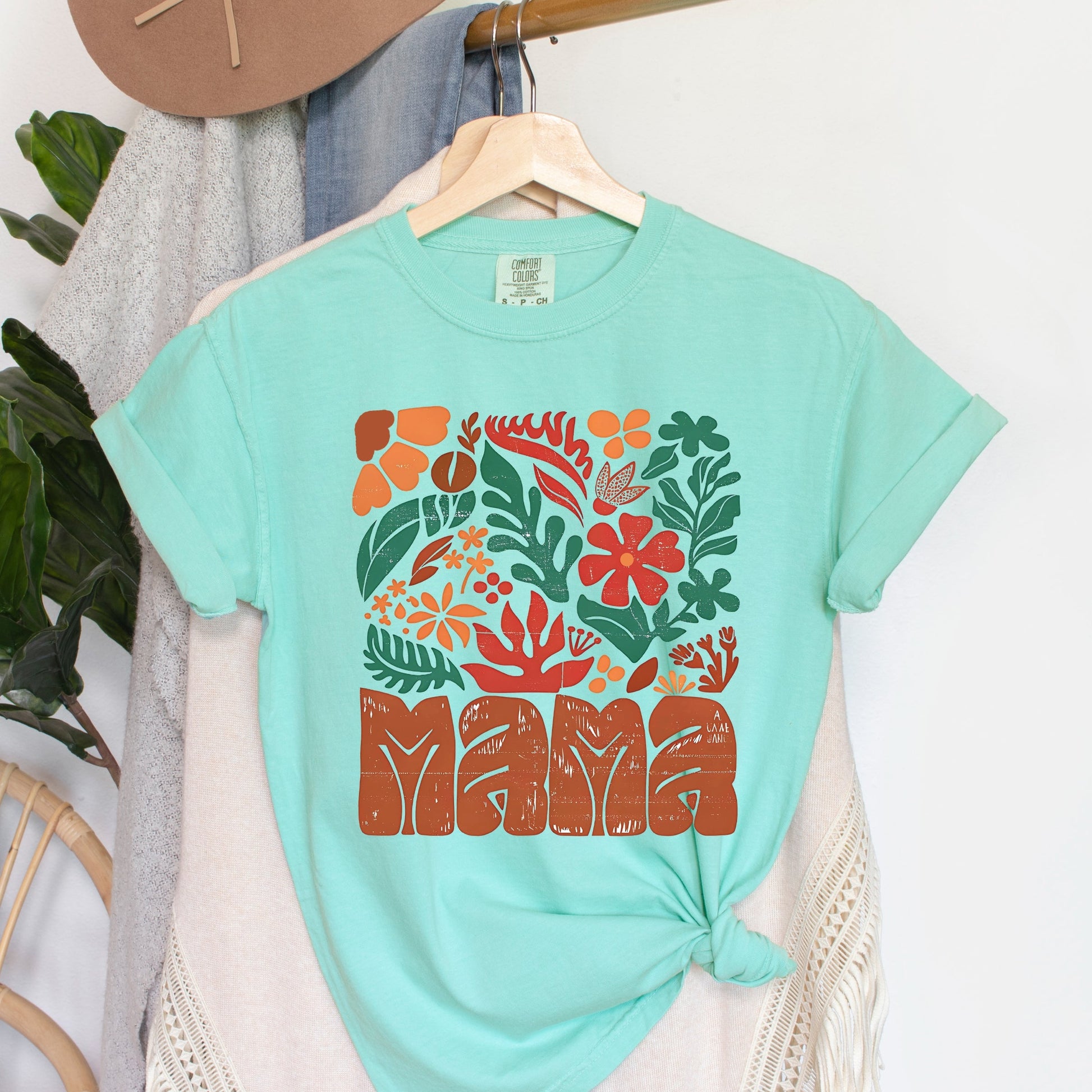 Mama Fall Floral - Women's Garment Dyed Graphic T-Shirt