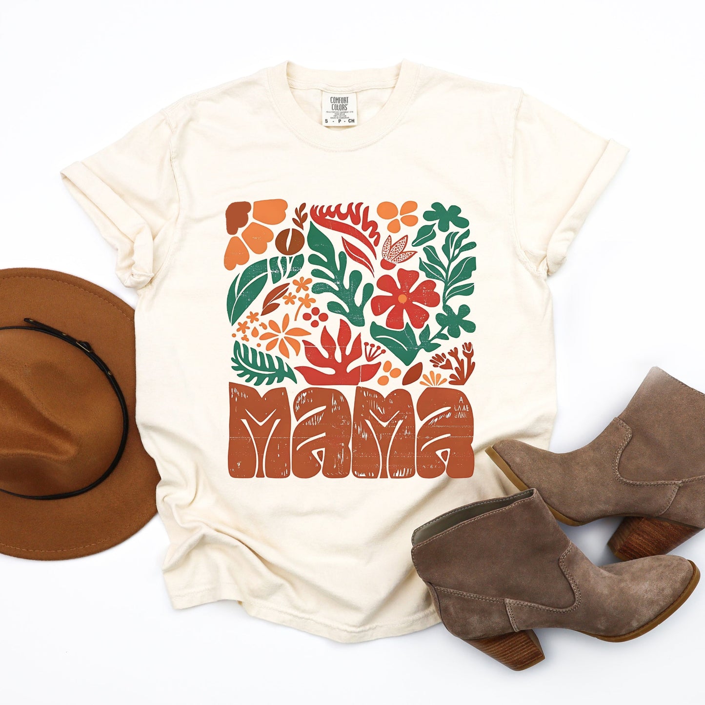 Mama Fall Floral - Women's Garment Dyed Graphic T-Shirt