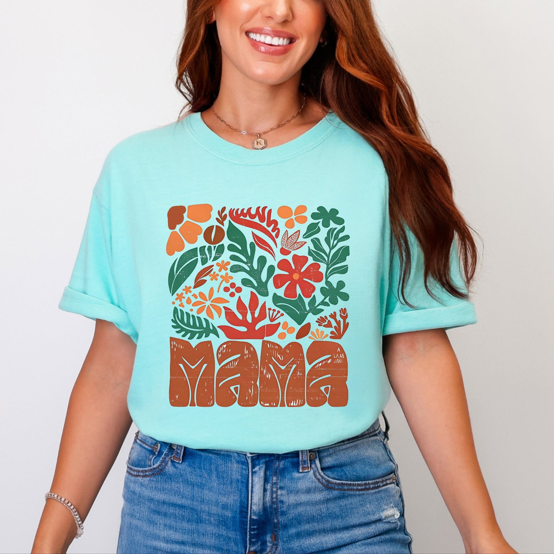 Mama Fall Floral - Women's Garment Dyed Graphic T-Shirt