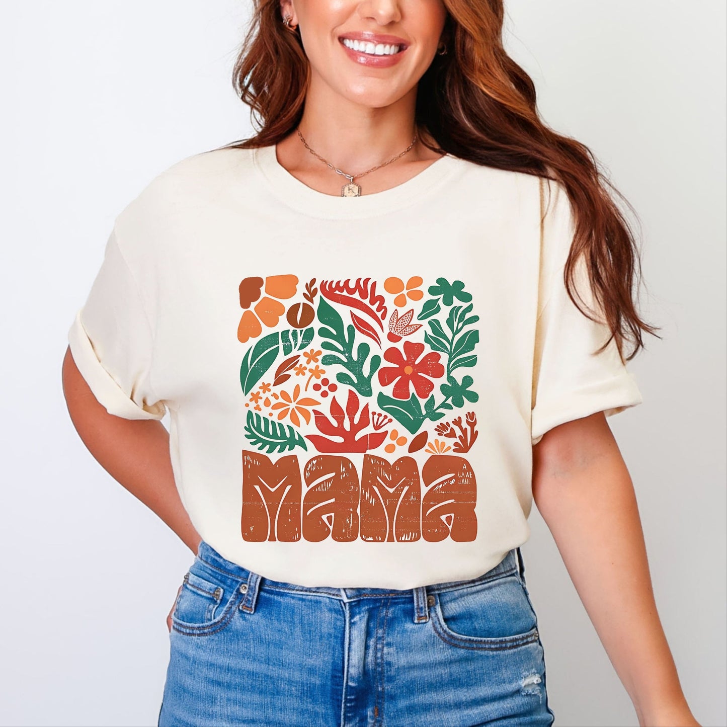 Mama Fall Floral - Women's Garment Dyed Graphic T-Shirt