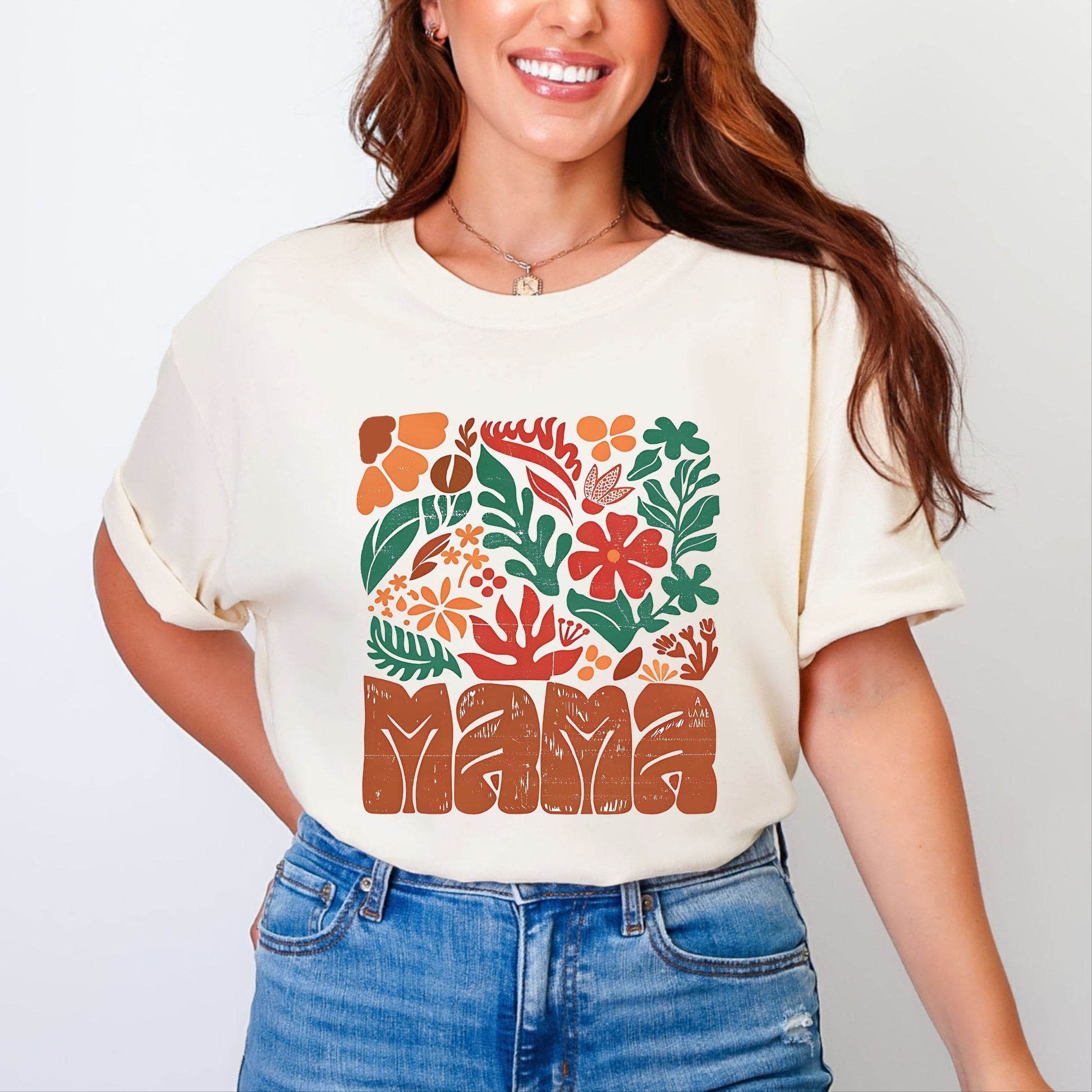 Mama Fall Floral - Women's Garment Dyed Graphic T-Shirt