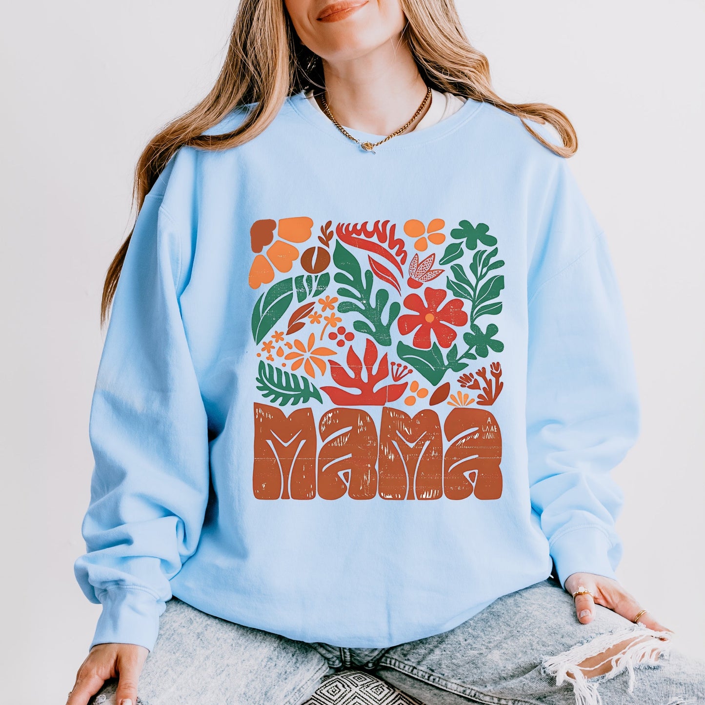 Mama Fall Floral - Women's Lightweight Garment Dyed Sweatshirt