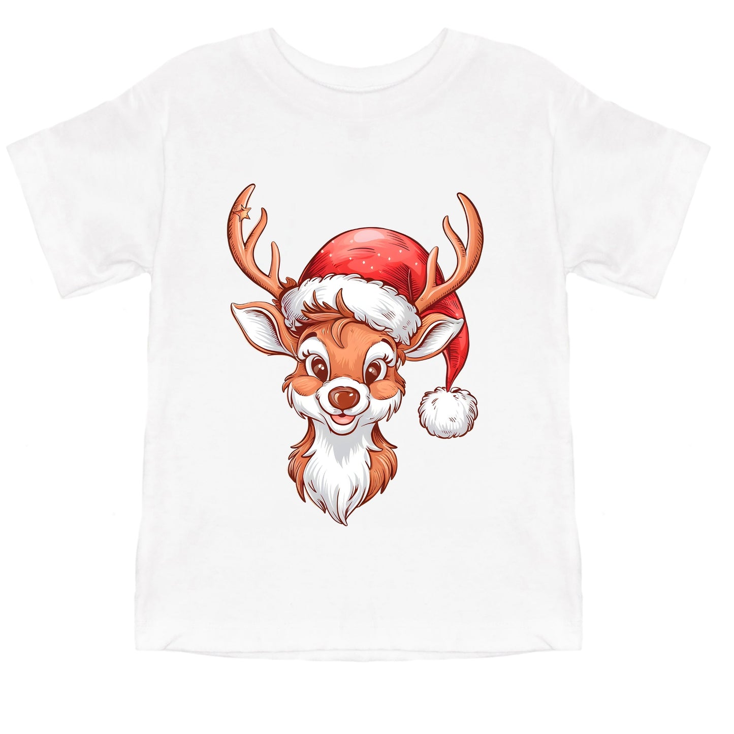 Cute Reindeer Head - Toddler Short Sleeve Graphic T-Shirt