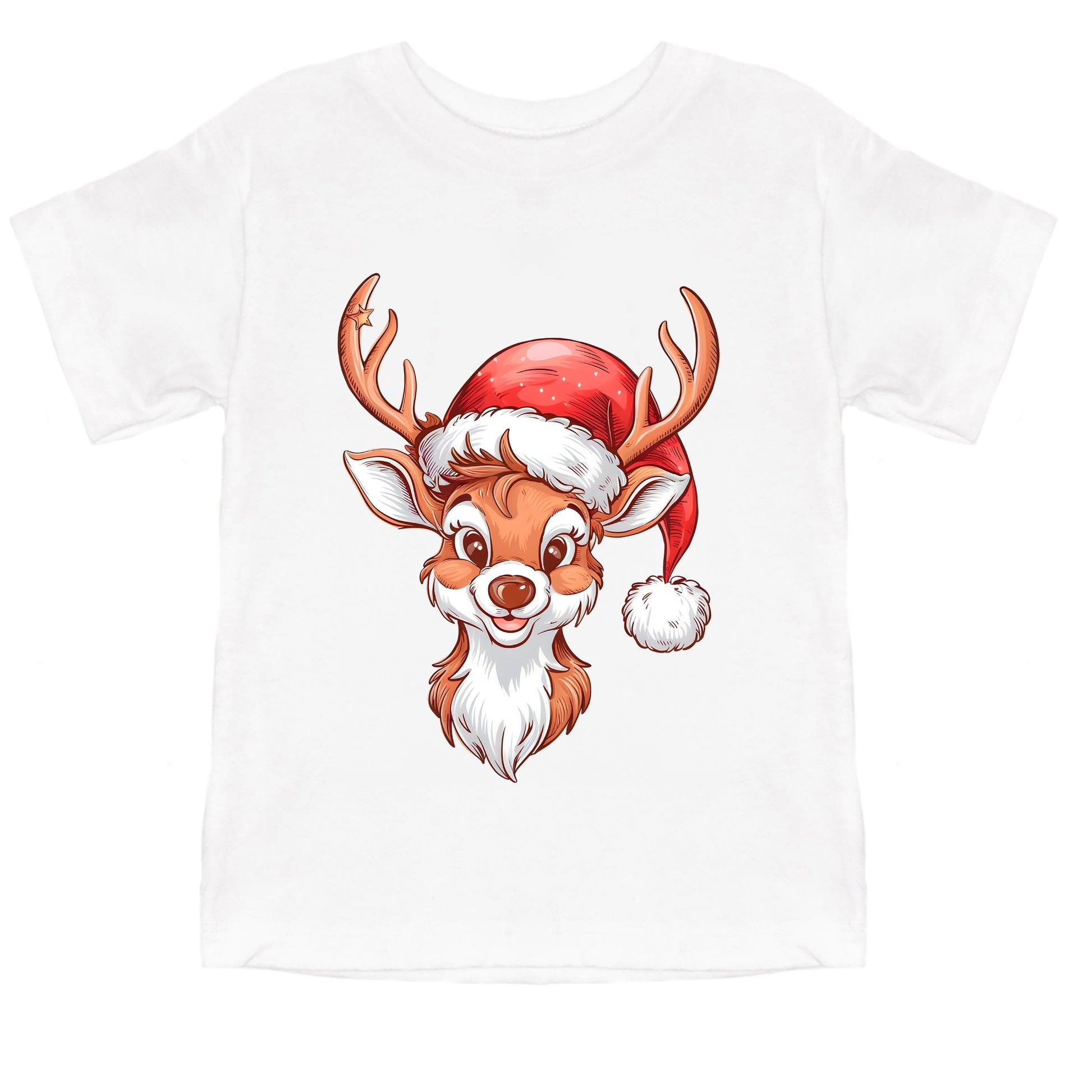 Cute Reindeer Head - Toddler Short Sleeve Graphic T-Shirt