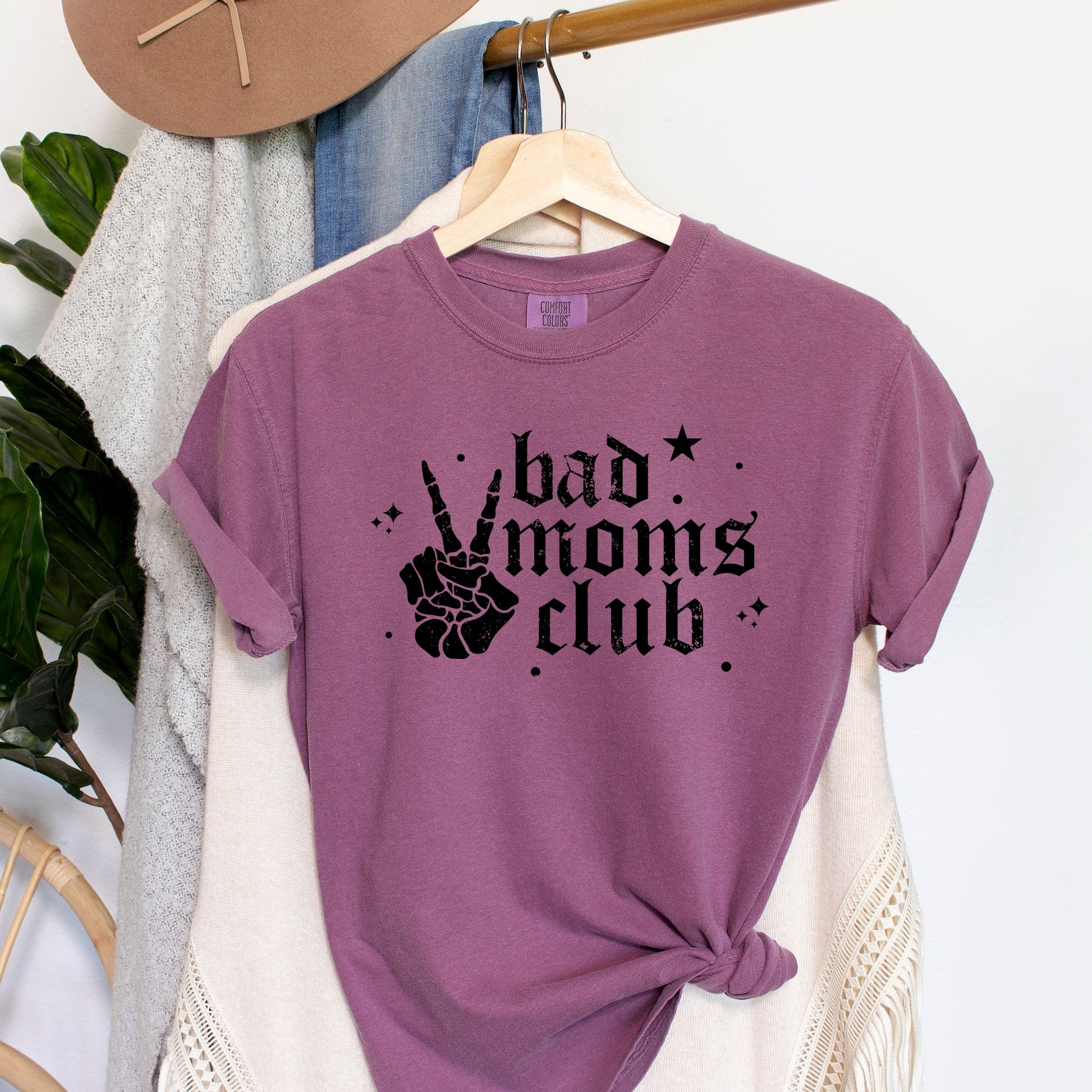 Bad Moms Club Skeleton - Women's Garment Dyed Graphic T-Shirt