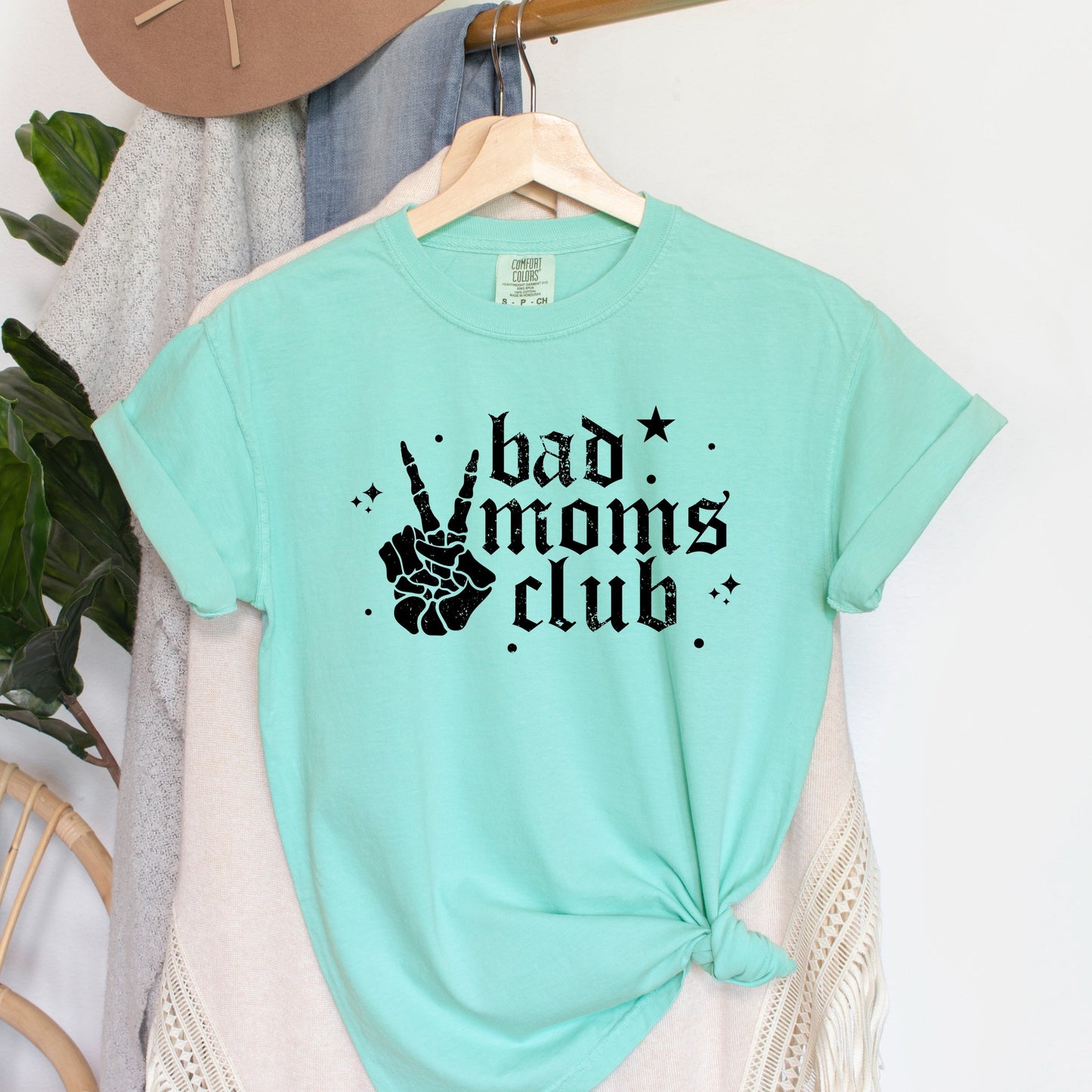 Bad Moms Club Skeleton - Women's Garment Dyed Graphic T-Shirt